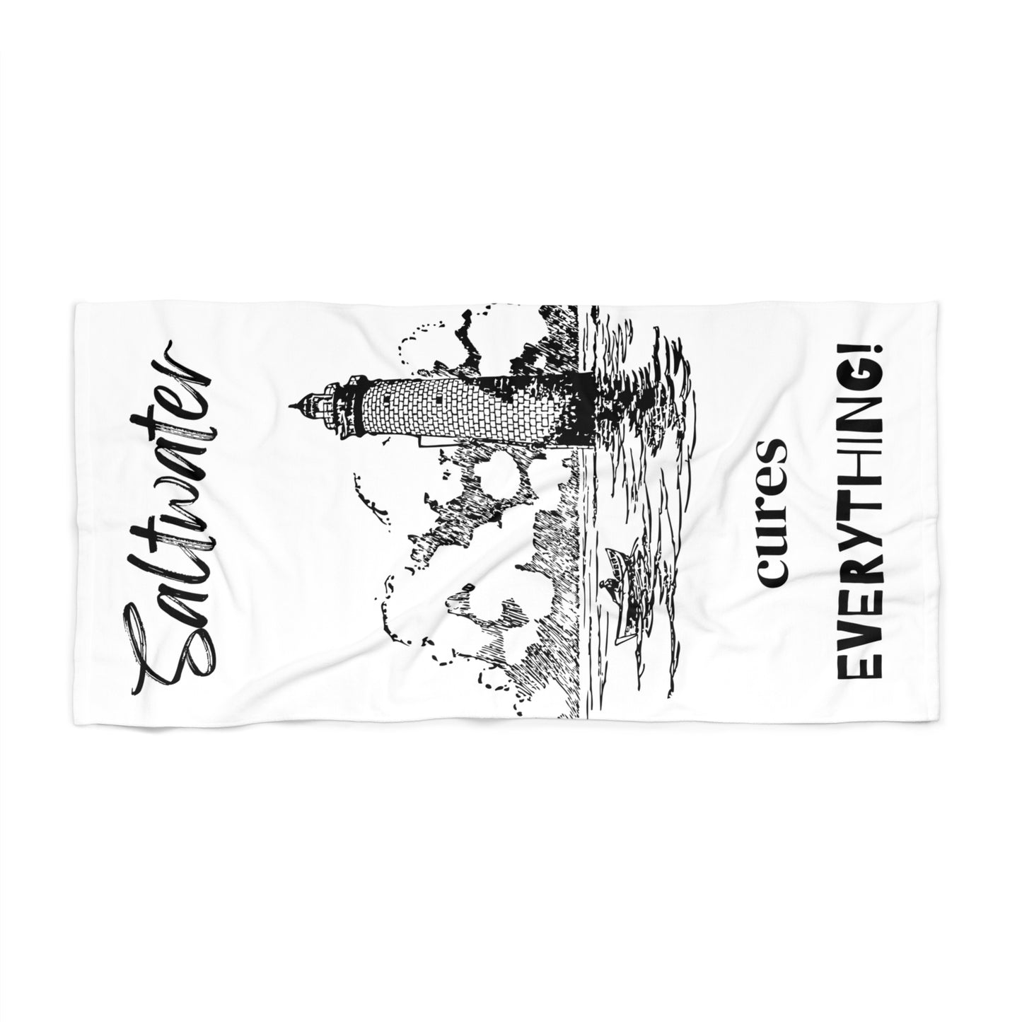 Luxurious Beach Towel - Saltwater cures everything! Light House White