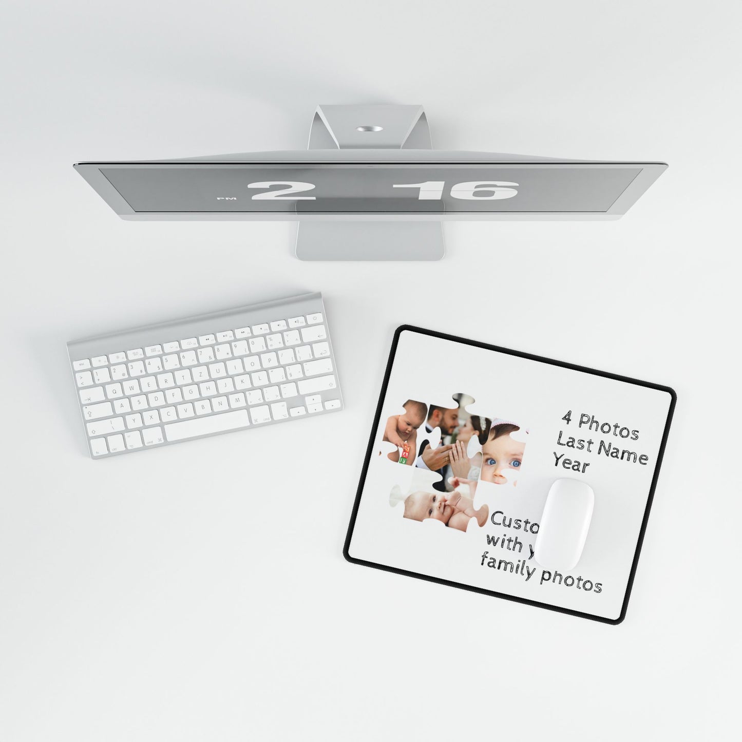 Desk Mat - Personalize with 4 photos, last name, and year