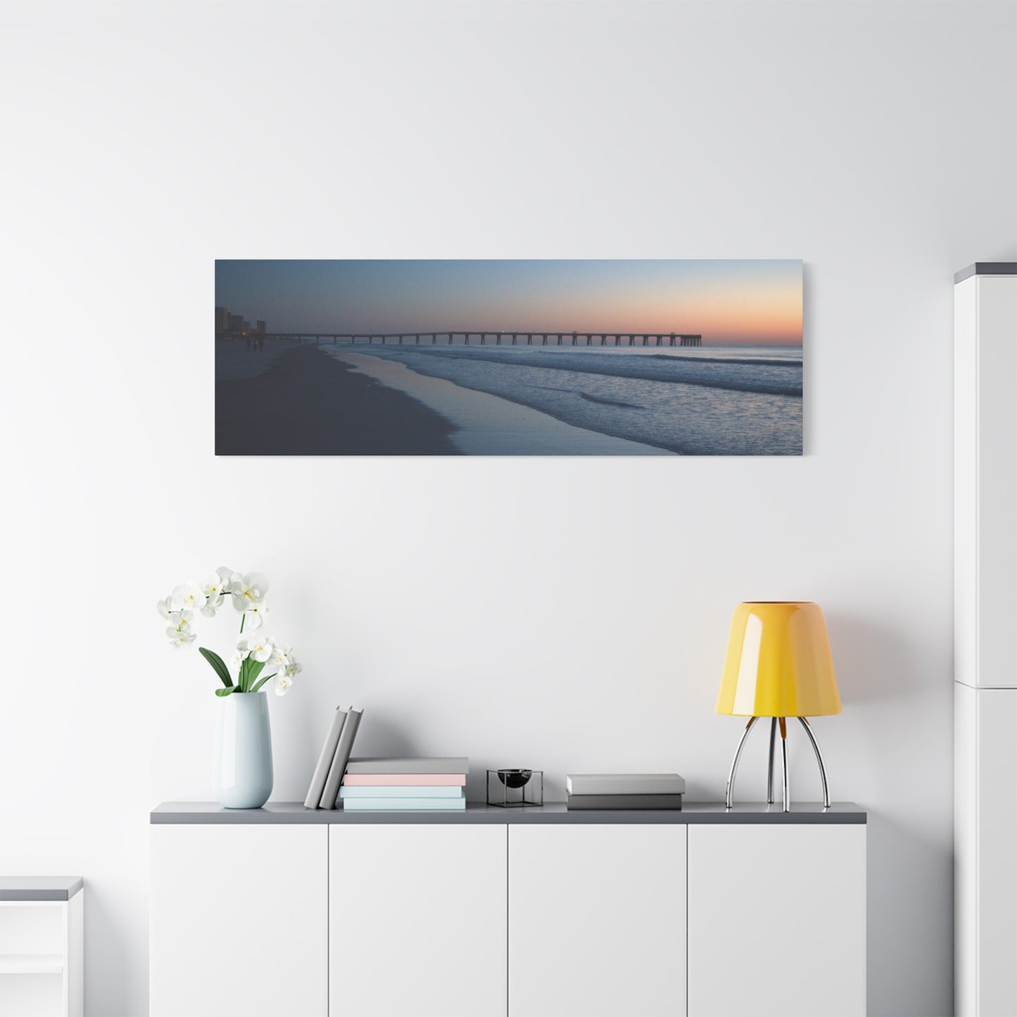 Blue hour at the pier 60" X 20" Matte Canvas, Stretched, 1.25"