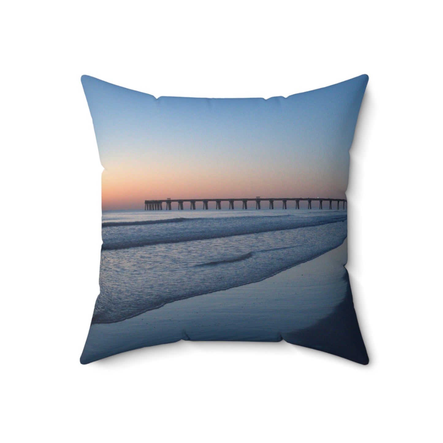 Spun Polyester Square Pillow -Blue hour at the pier