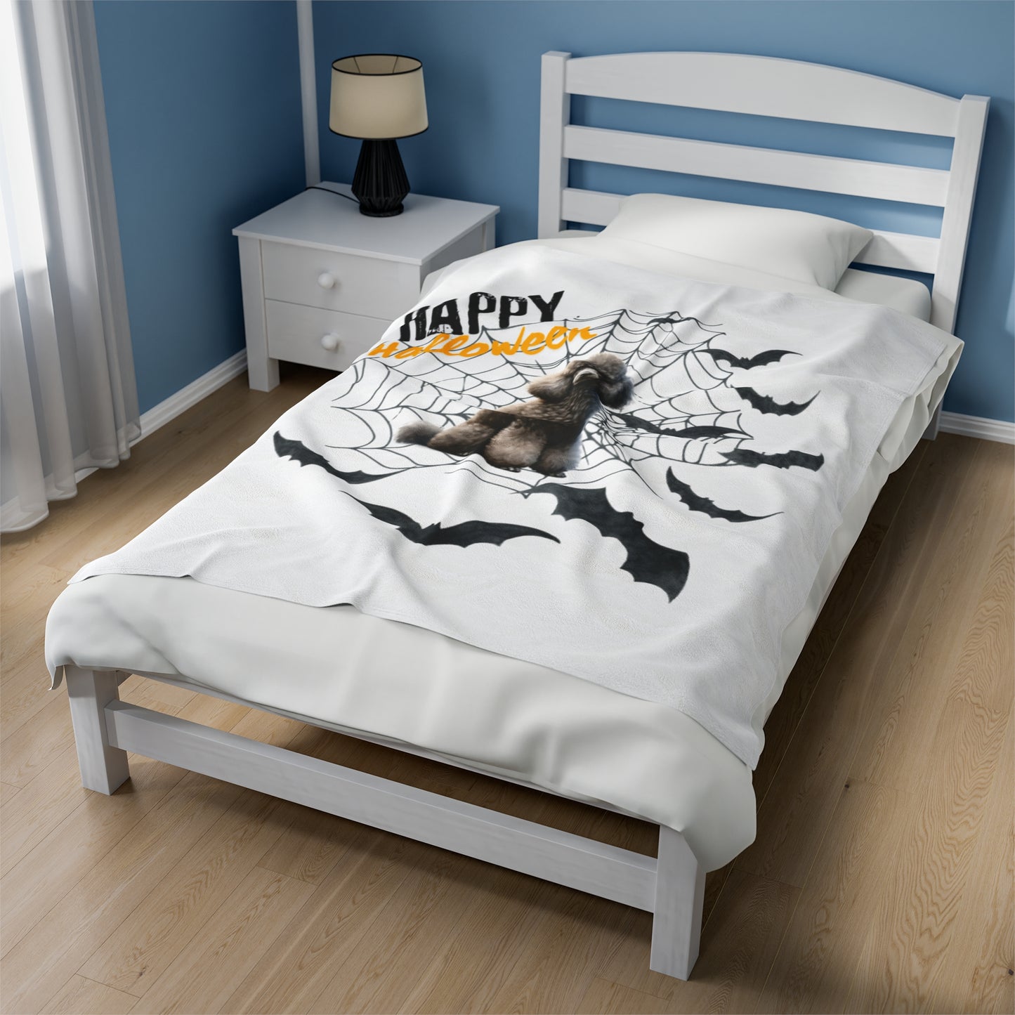 Velveteen Plush Blanket - Poodle Halloween