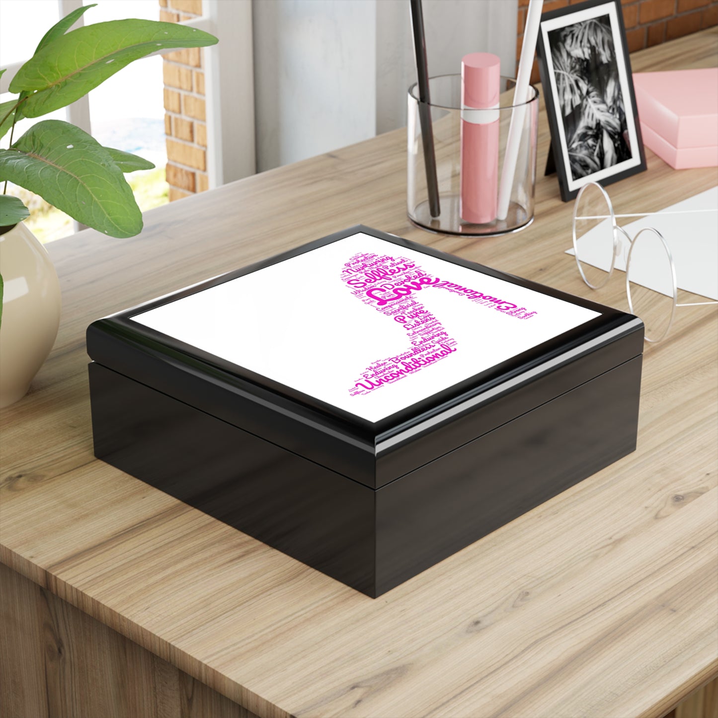 Empowerment High Heel Jewelry Box – White Ceramic Hot Pink with Inspiring Affirmations