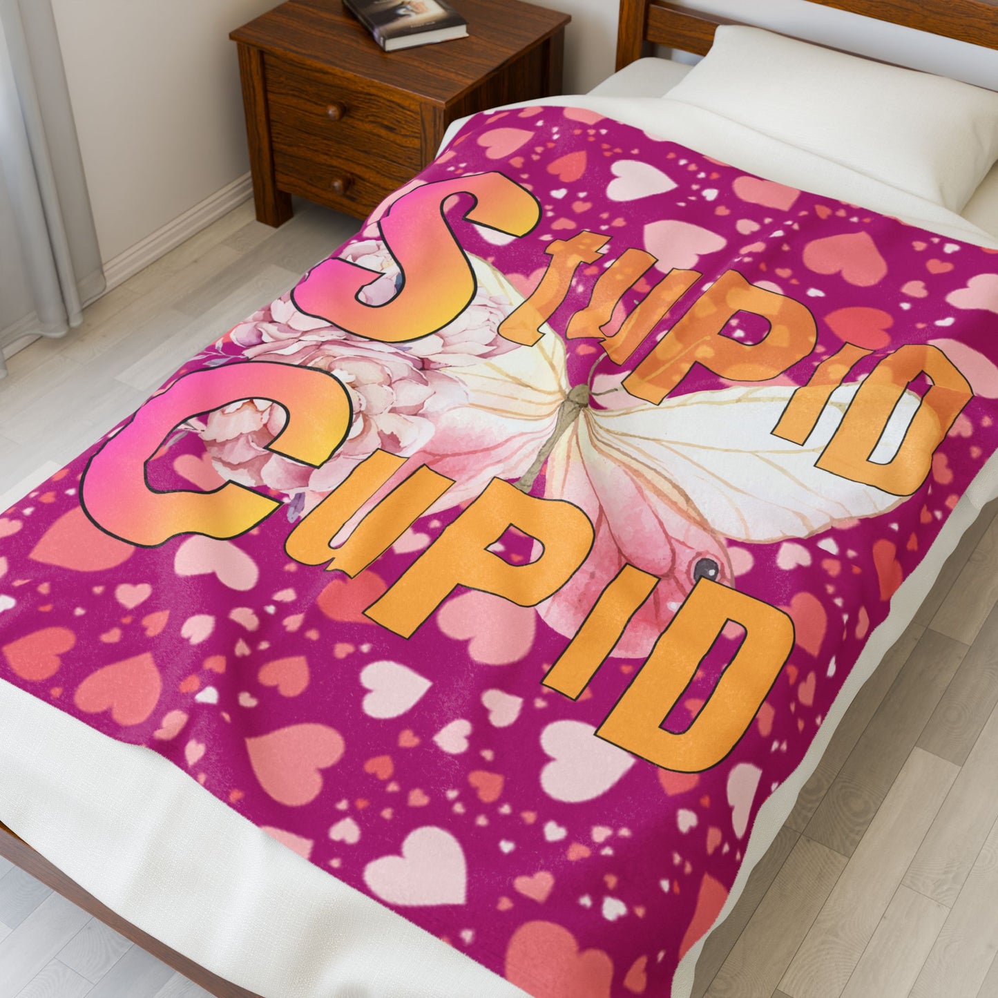 Velveteen Plush Blanket - Stupid Cupid Butterfly