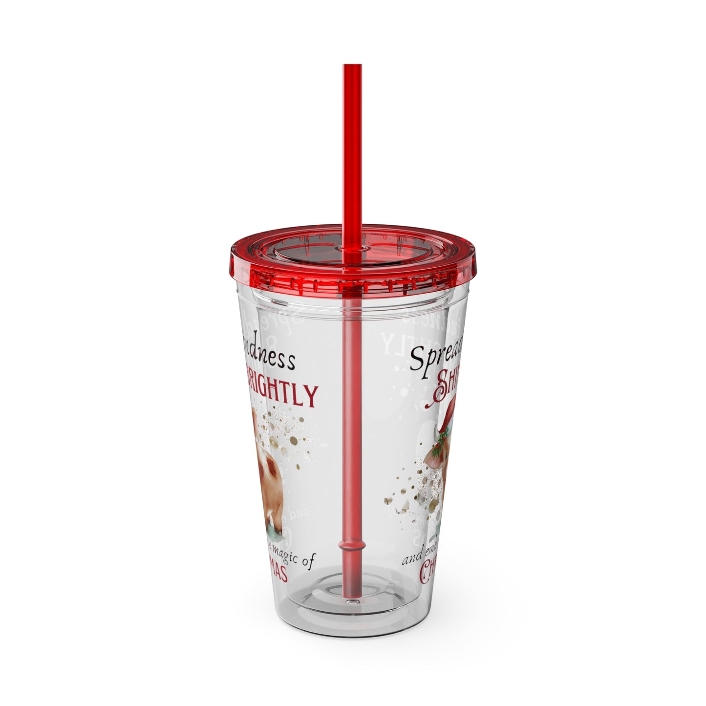 Clear Tumbler with color-matching lid and straw, 16oz - Magic of Christmas - Baby Cow