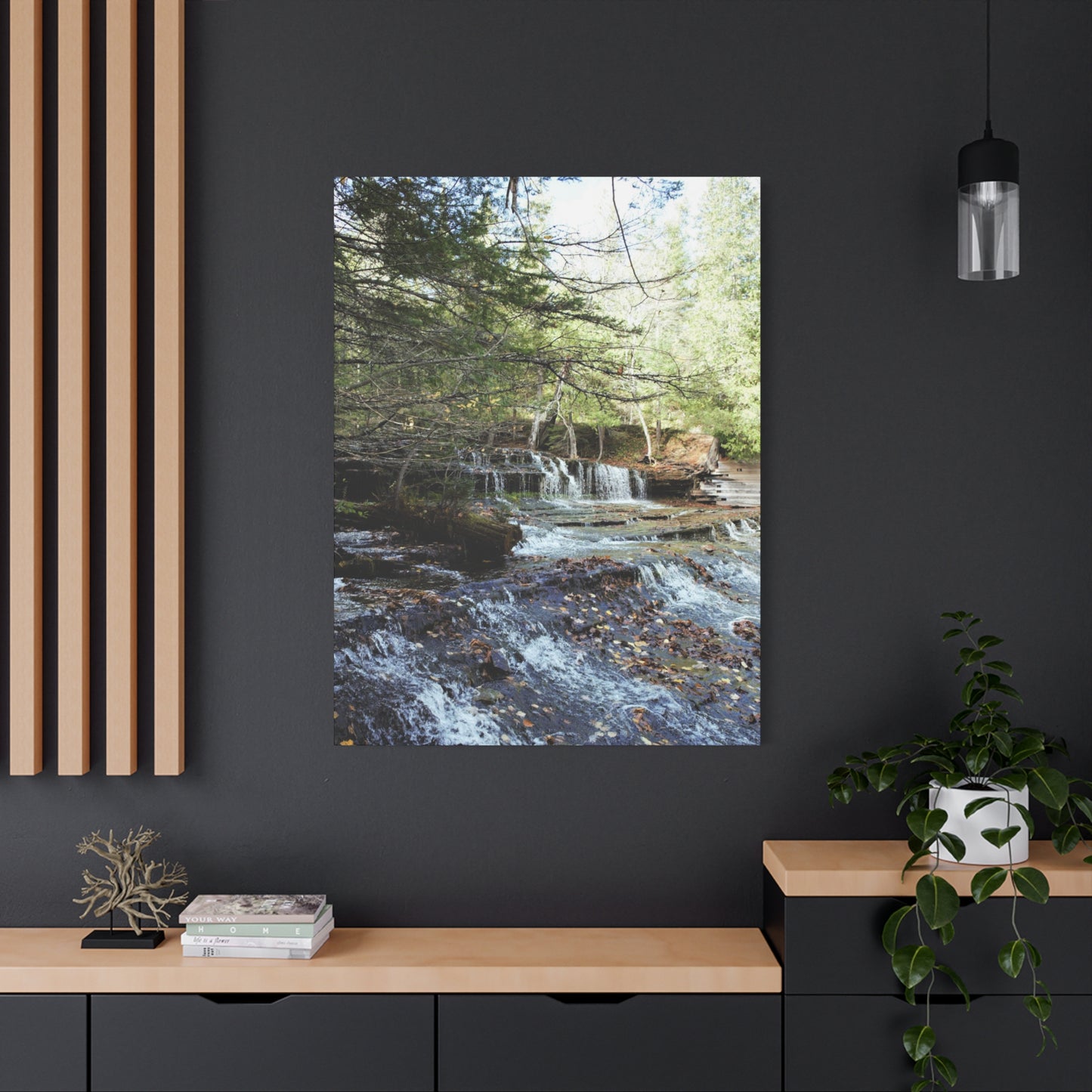 Agate waterfall left Matte Canvas, Stretched, 1.25" 48" x 16", 48" x 24", 32", 36" Vertical