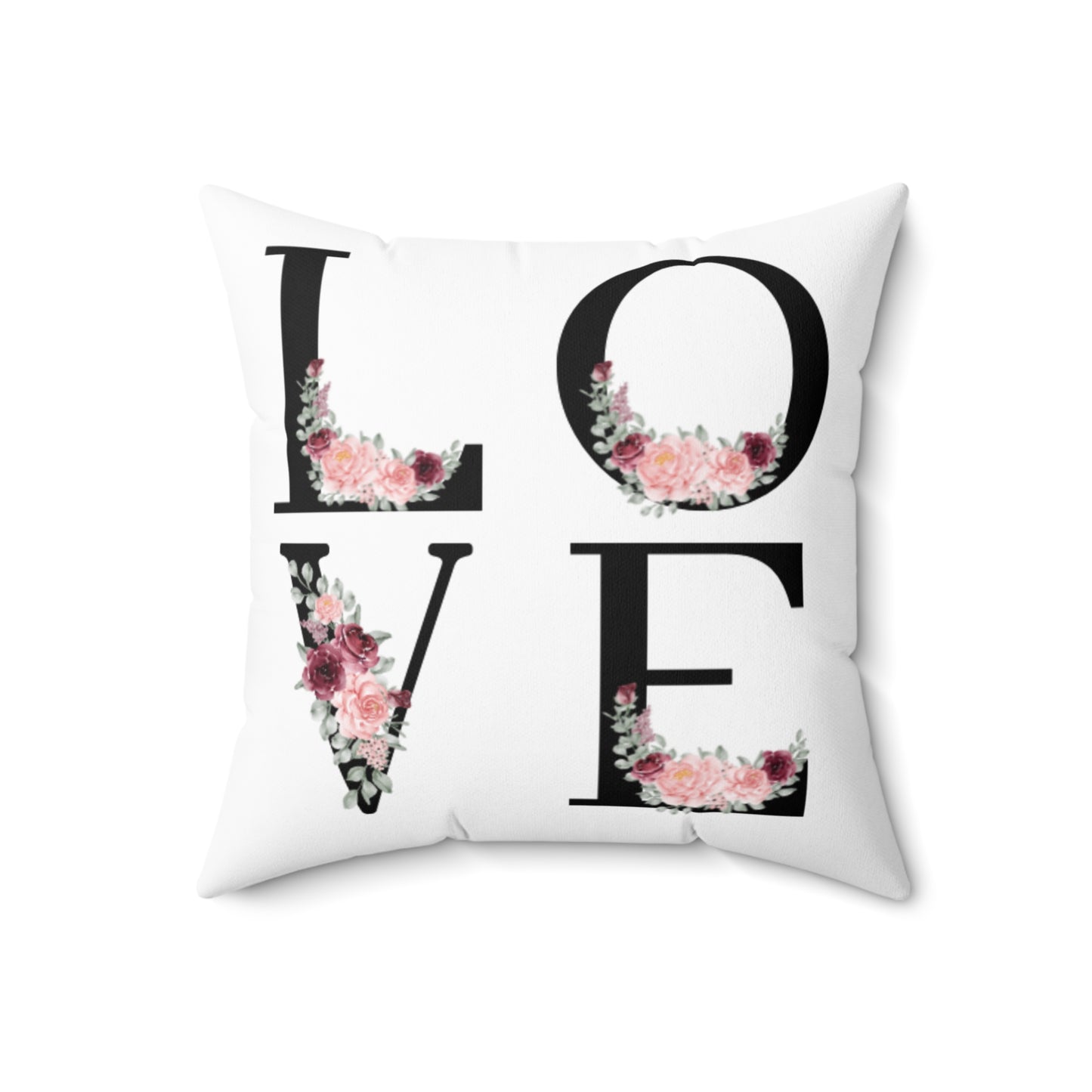 Spun Polyester Square Pillow Love