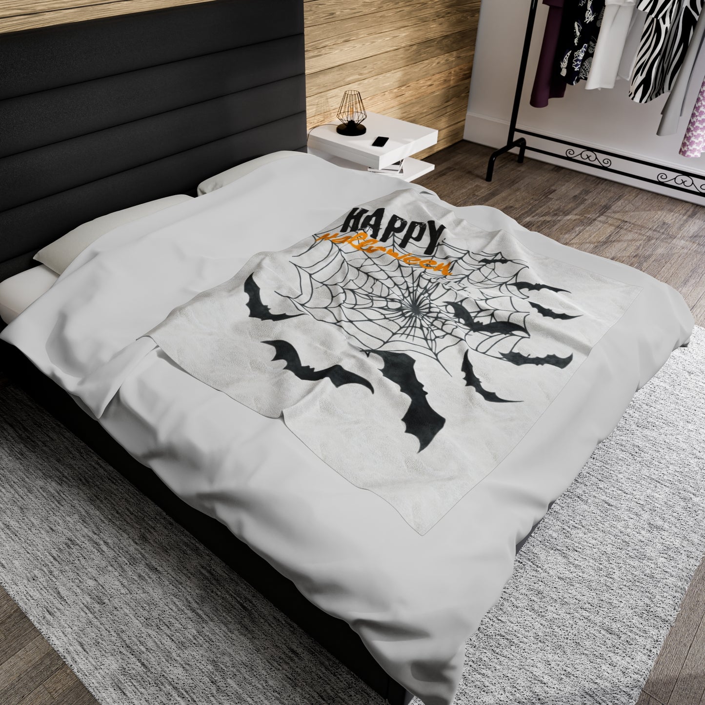 Personalize Velveteen Plush Blanket - Happy Halloween