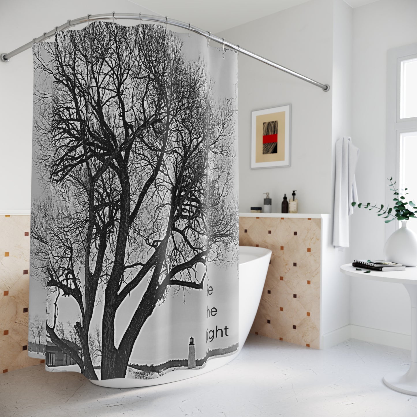 Shower Curtain - Winter Light House Be the Light
