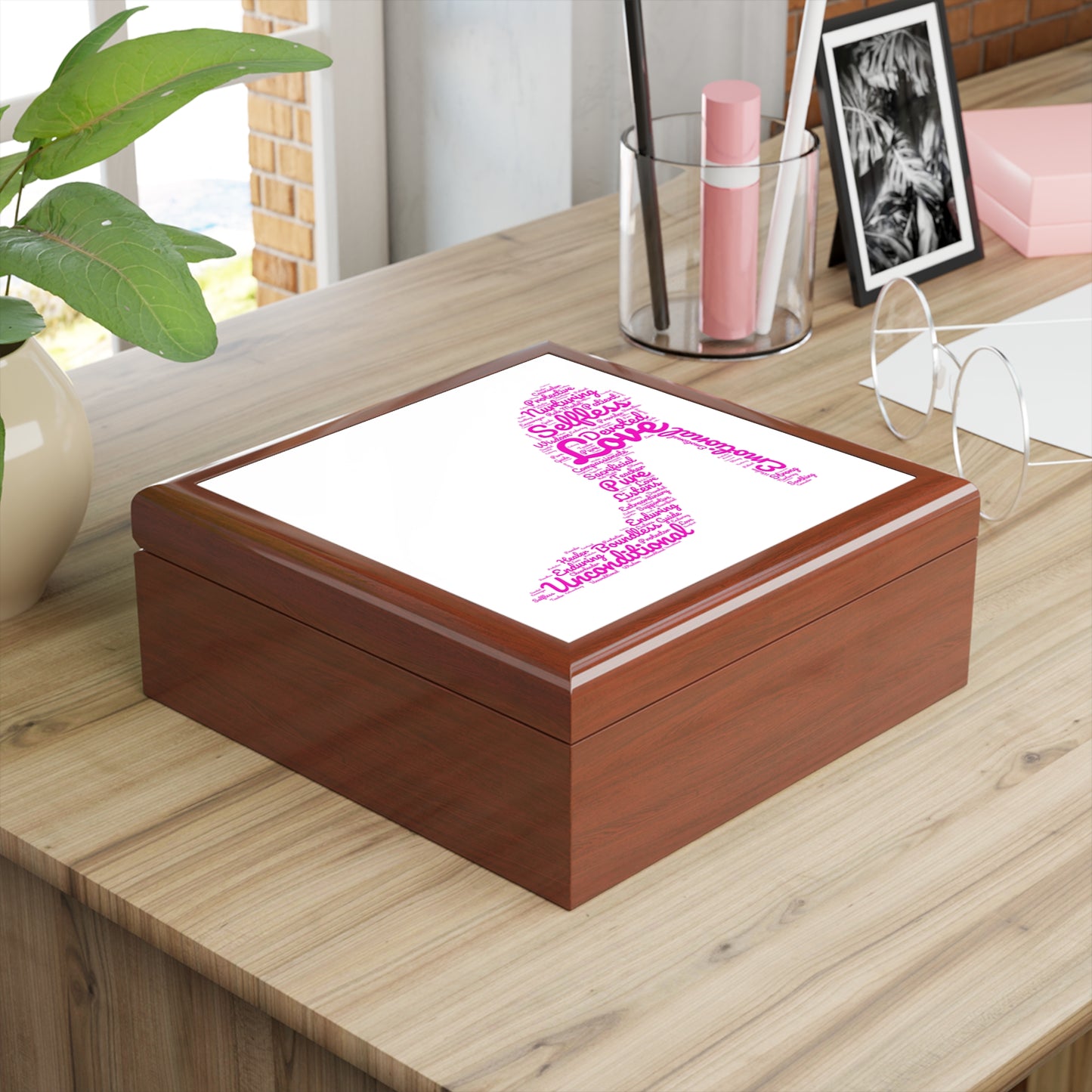 Empowerment High Heel Jewelry Box – White Ceramic Hot Pink with Inspiring Affirmations