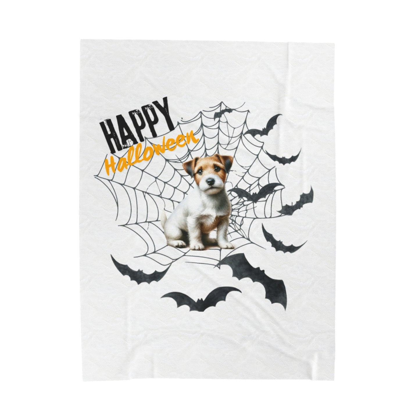 Velveteen Plush Blanket - Jack Russell Halloween