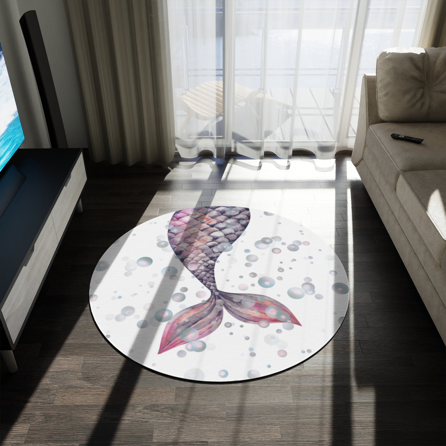 Round Rug - Mermaid Tail - Nordic and Sangri Bubbles