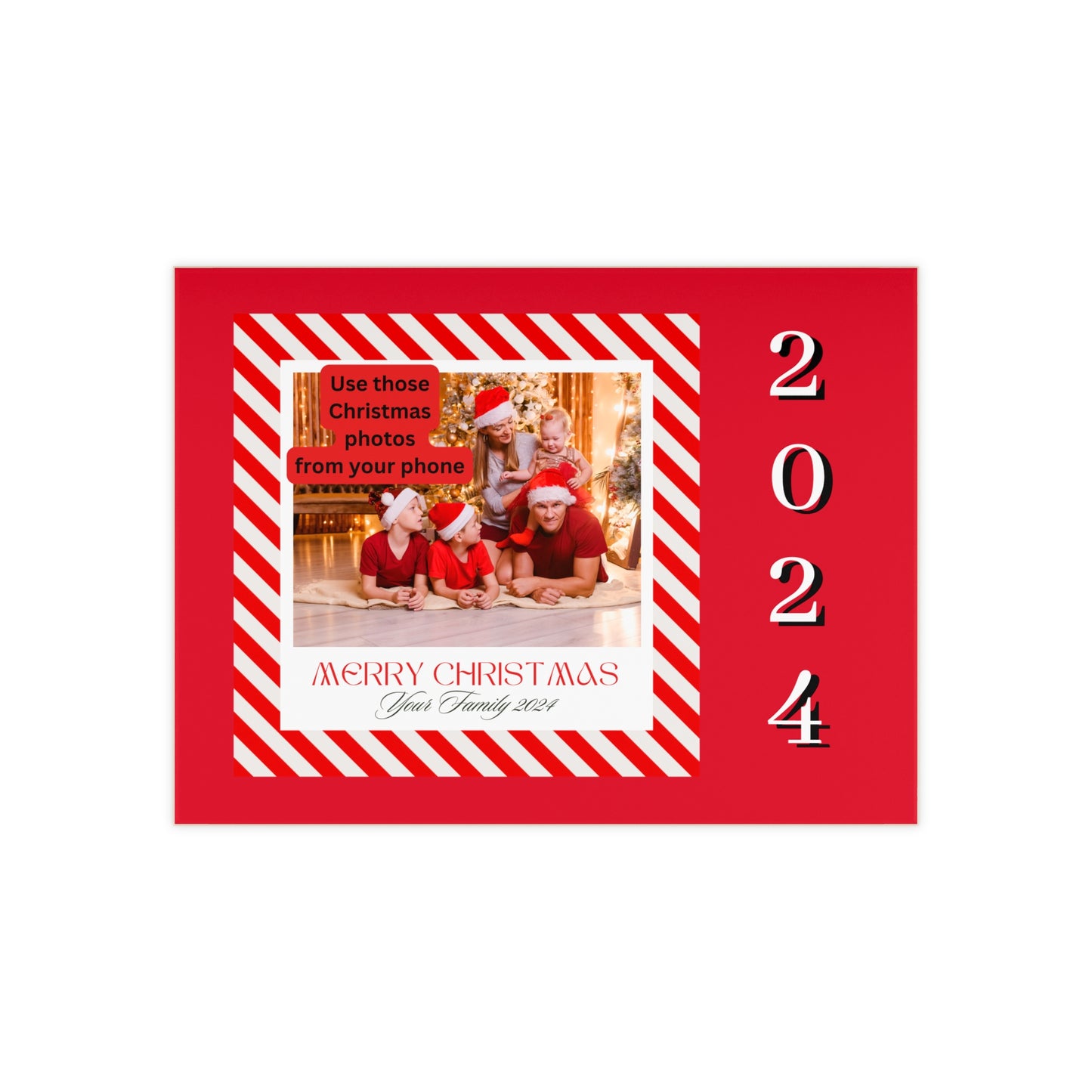 Personalize Ceramic Photo Tile - Merry Christmas - Family Photo Tile 2024