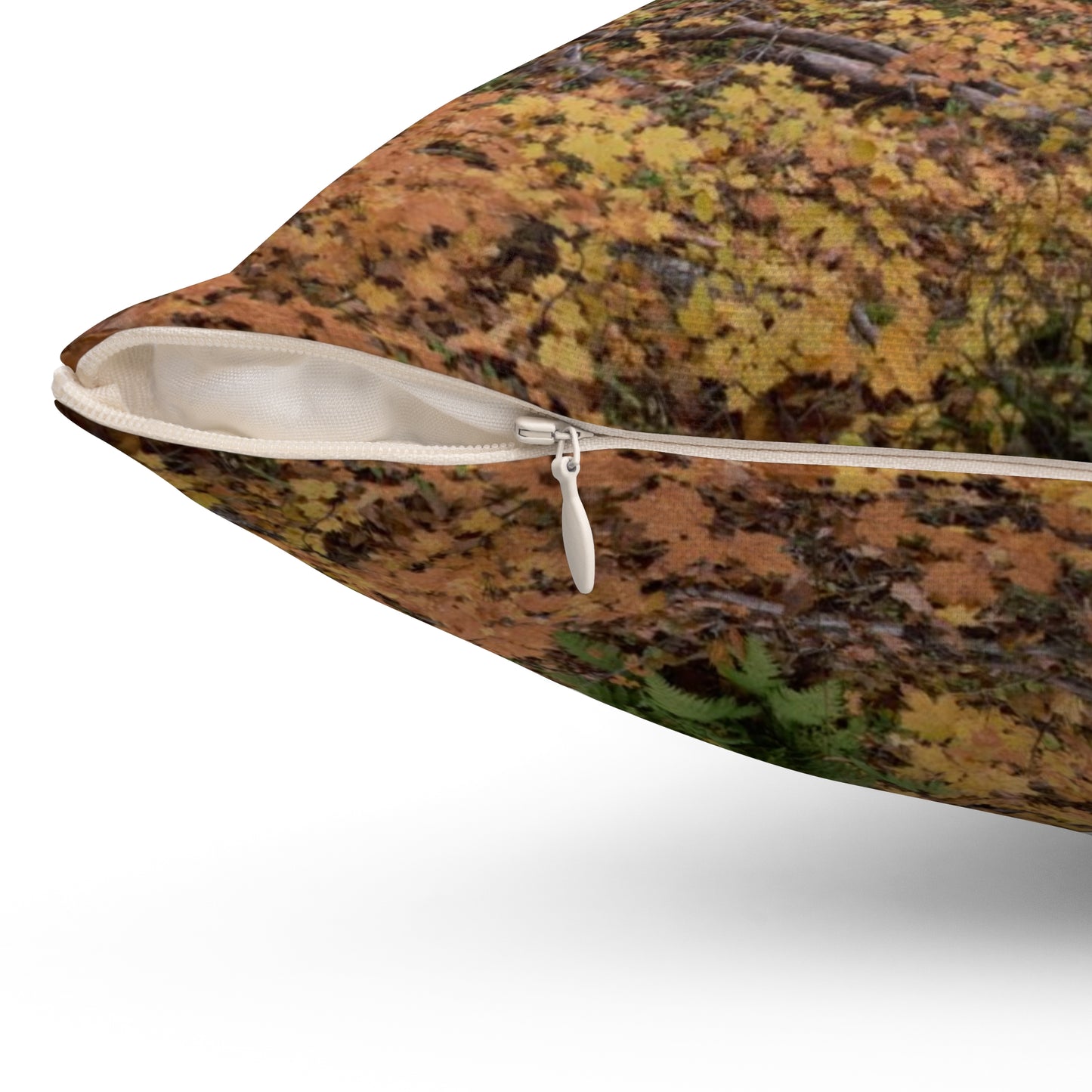 Spun Polyester Square Pillow Fall walk in the woods