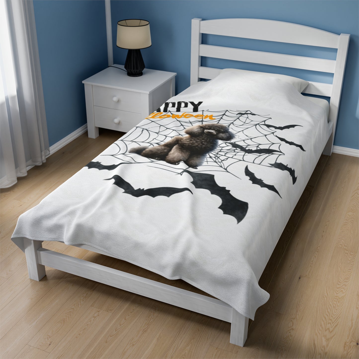 Velveteen Plush Blanket - Poodle Halloween
