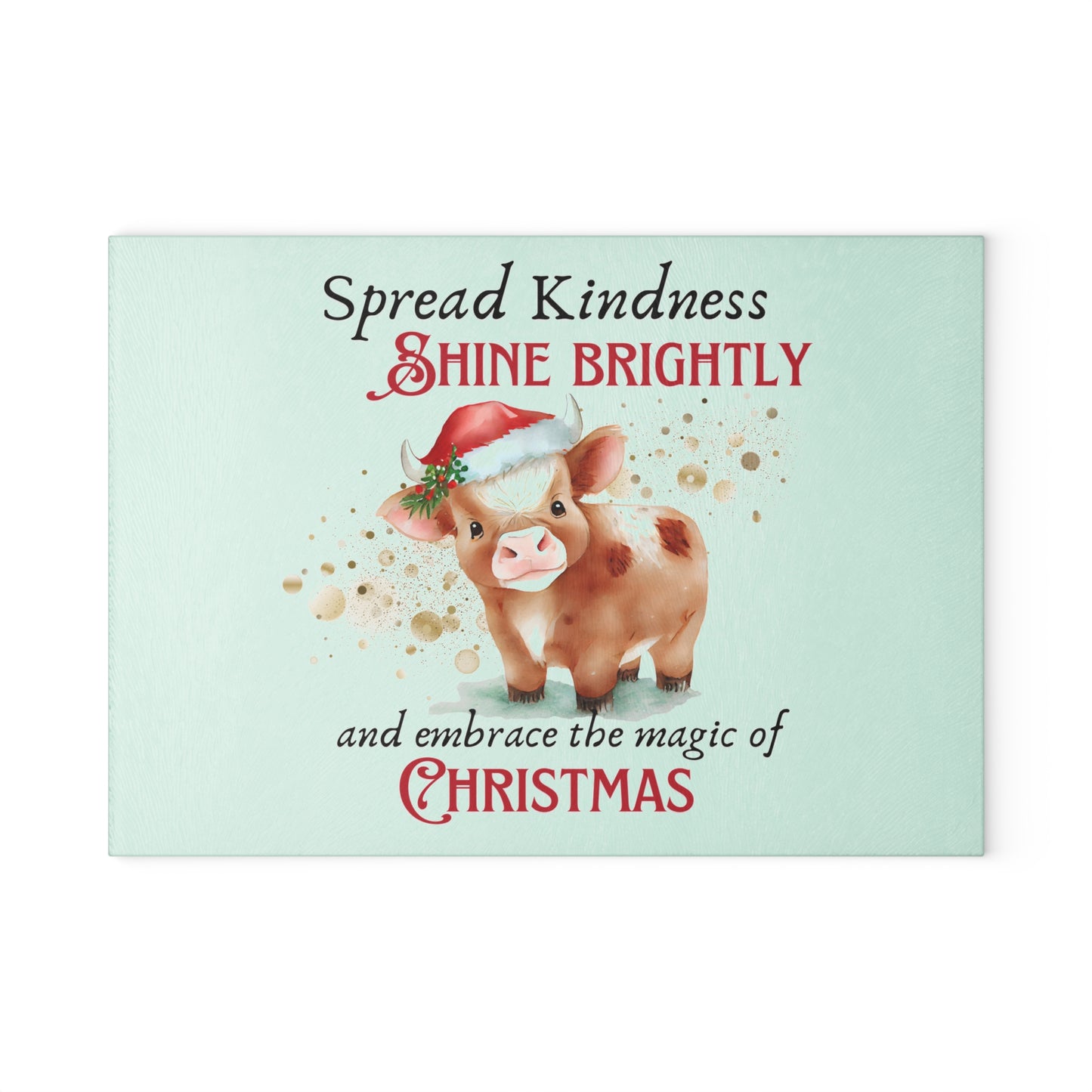 Glass Cutting Board - Baby Cow with the Magic of Christmas