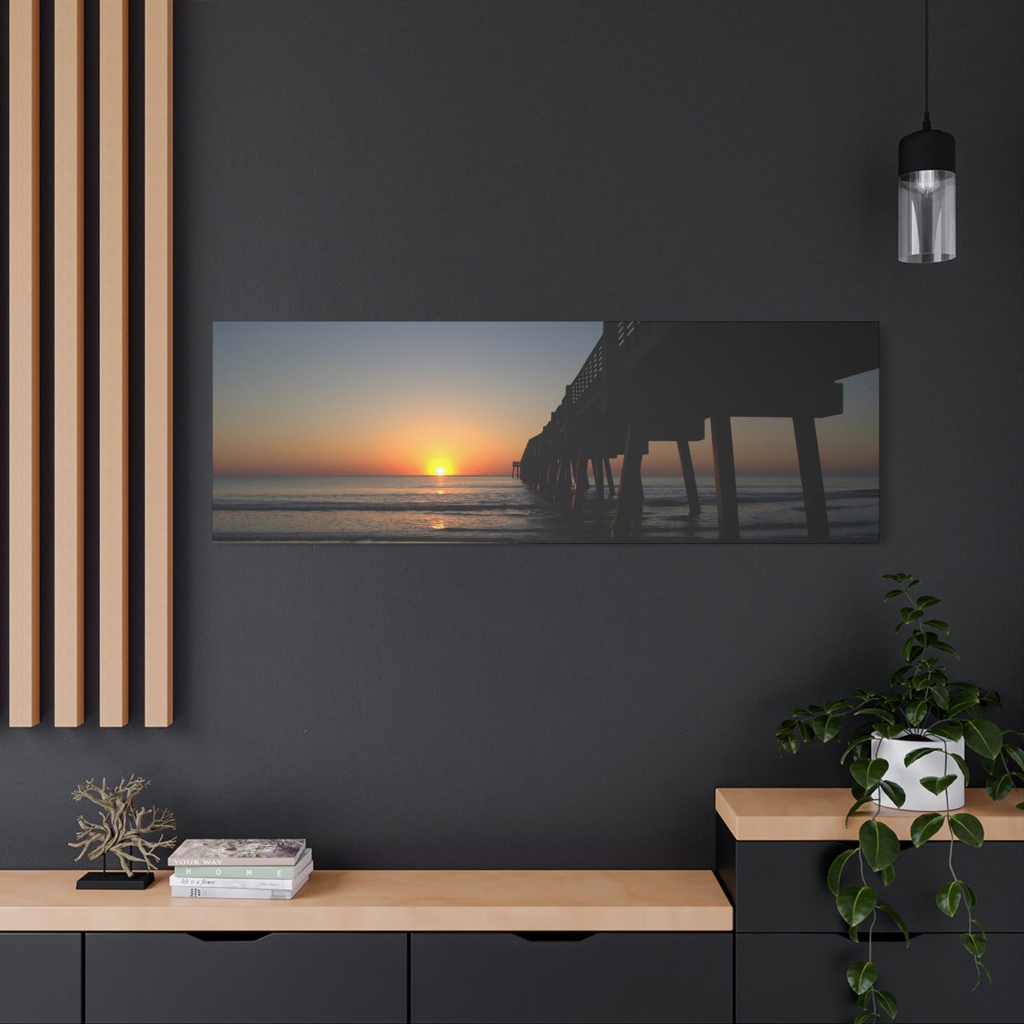 Morning hour at the pier 60" X 20" Matte Canvas, Stretched, 1.25"
