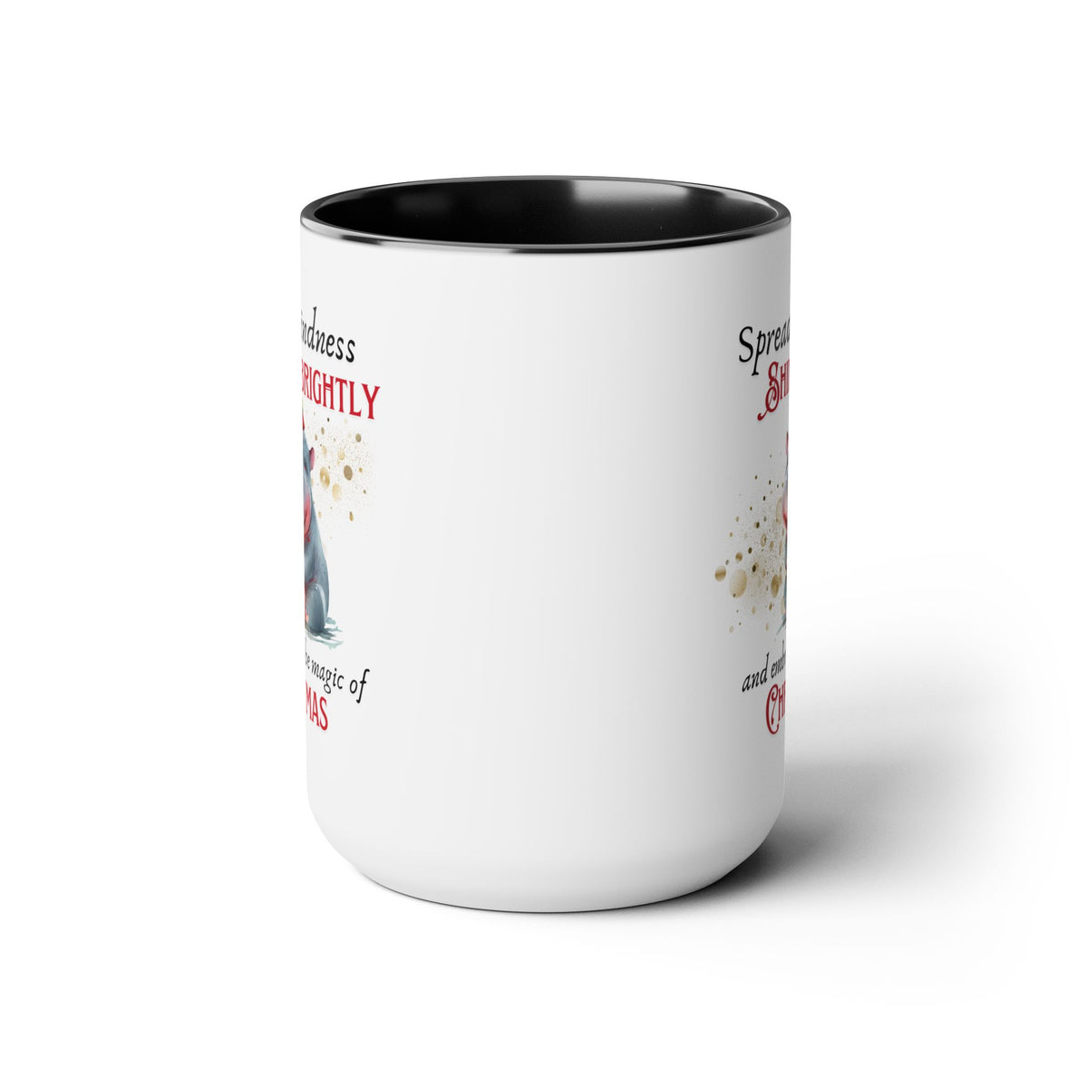 Two-Tone Coffee Mugs, 15oz - Magic of Christmas Hippopotmus