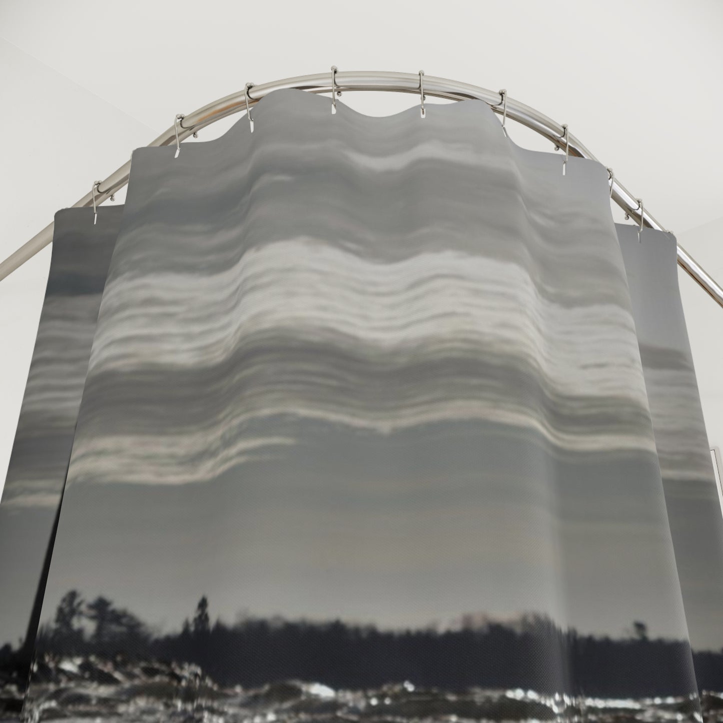 Shower Curtain Winter Light House