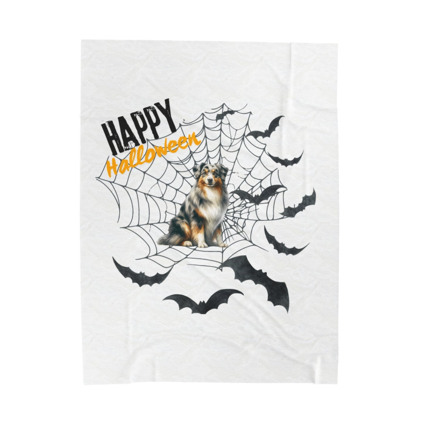 Velveteen Plush Blanket - Australian Shepard Halloween