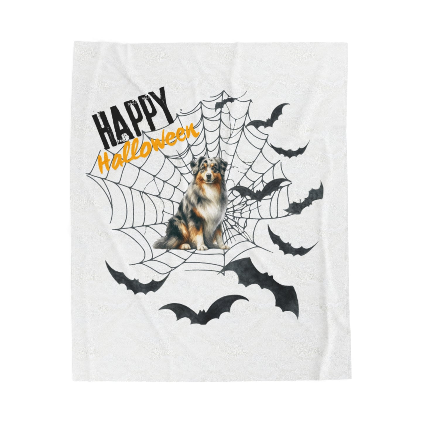Velveteen Plush Blanket - Australian Shepard Halloween