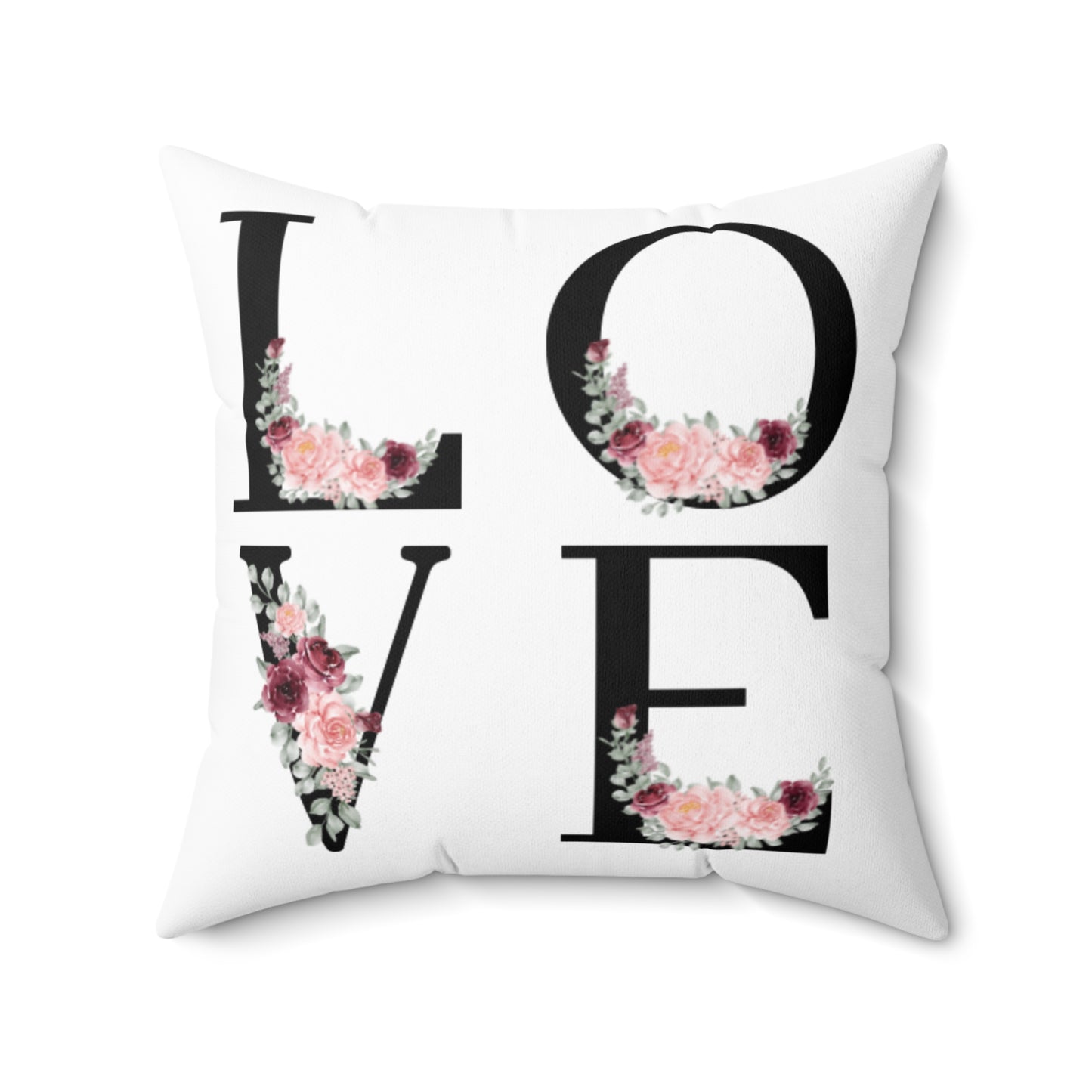 Spun Polyester Square Pillow Love