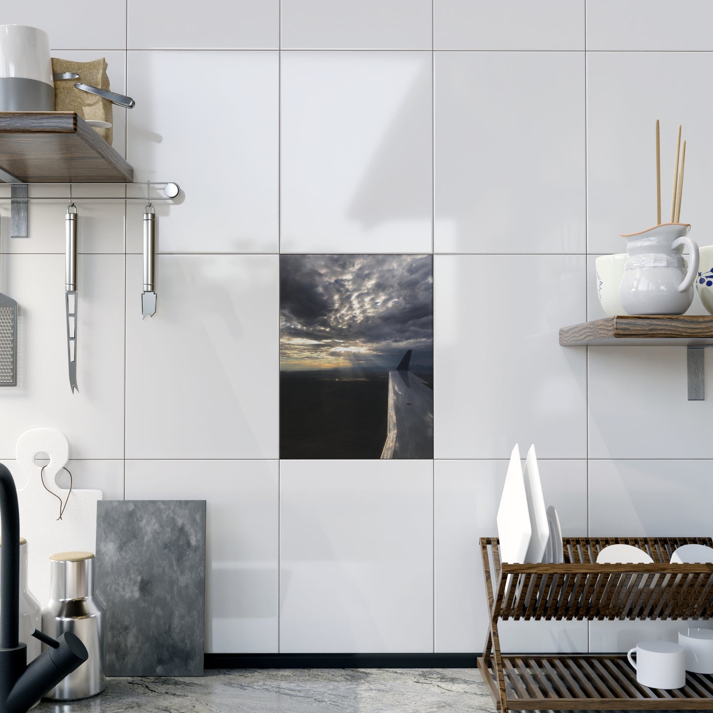 Ceramic Photo Tile - Sunbeams off the wing