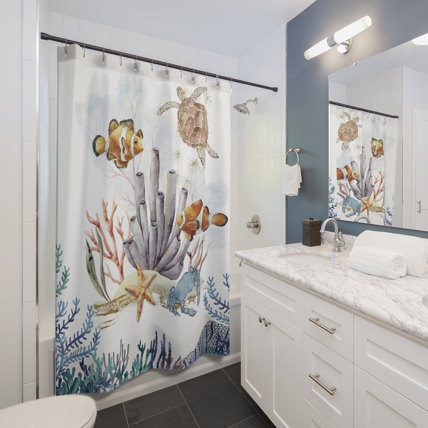 Shower Curtain - Turtle and Cloud Fish