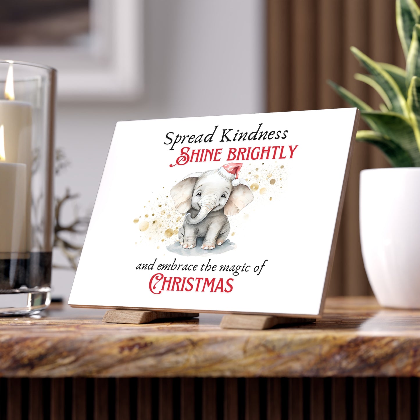 Ceramic Photo Tile - Magic of Christmas - Baby Elephant
