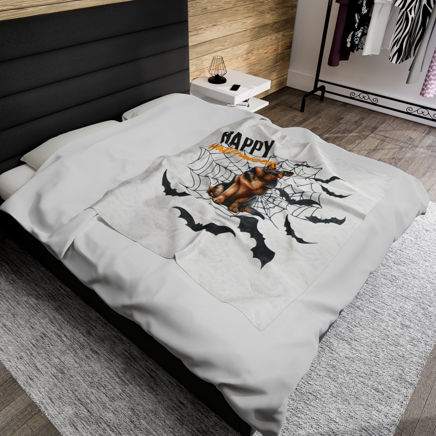 Velveteen Plush Blanket - German Shepard Halloween