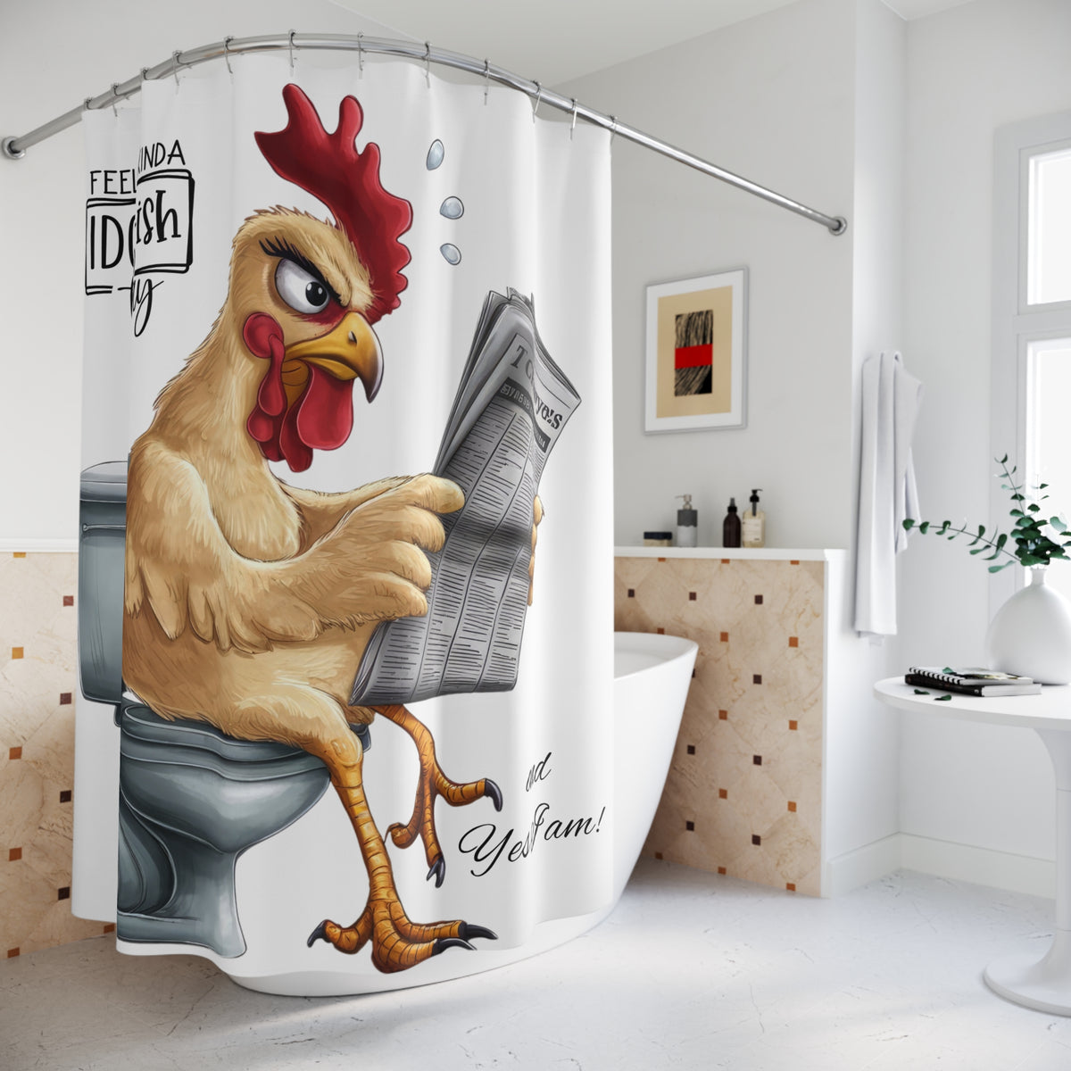 Feeling Kinda IDGAF-ish Today Shower Curtain | Funny Chicken Bathroom Decor