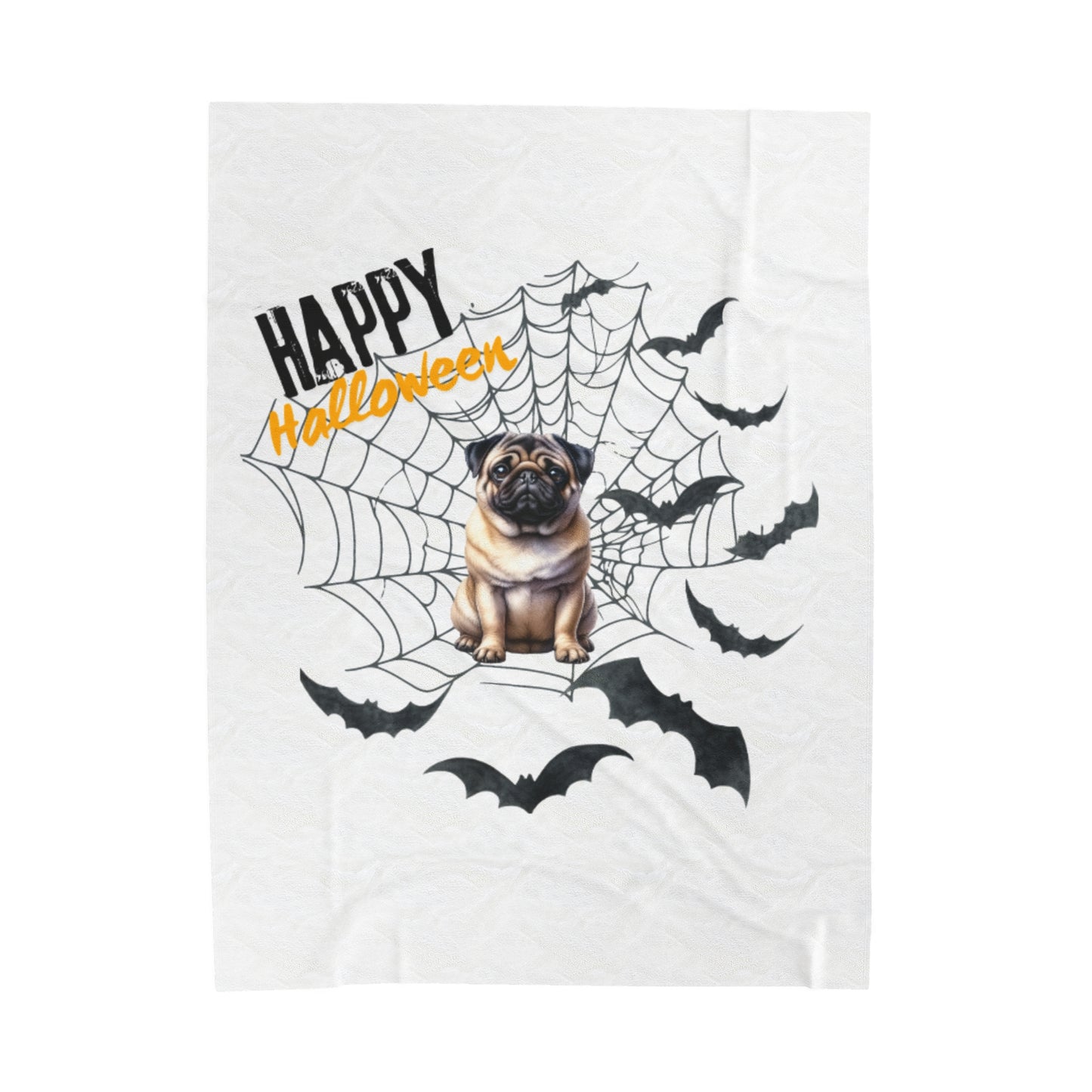 Velveteen Plush Blanket - Pug Halloween