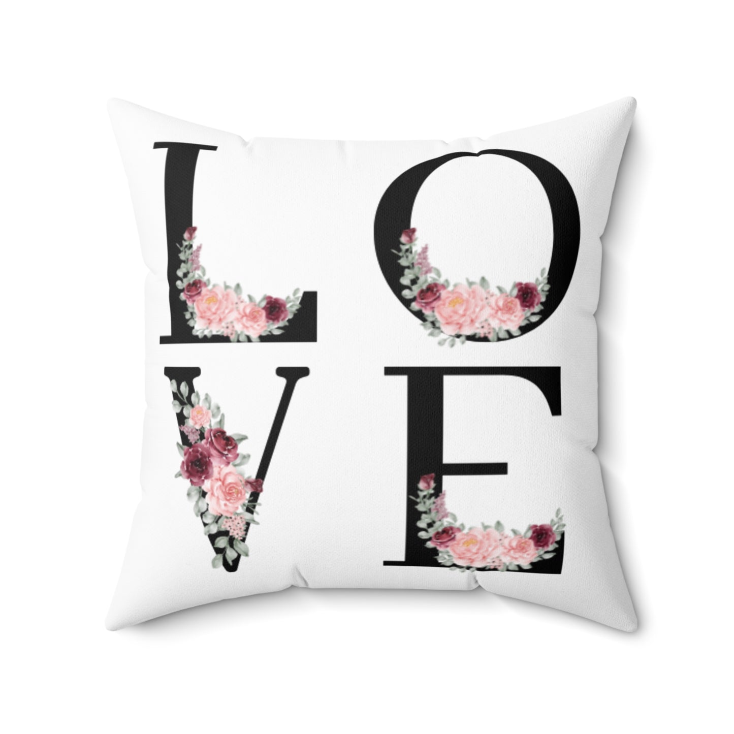 Spun Polyester Square Pillow Love