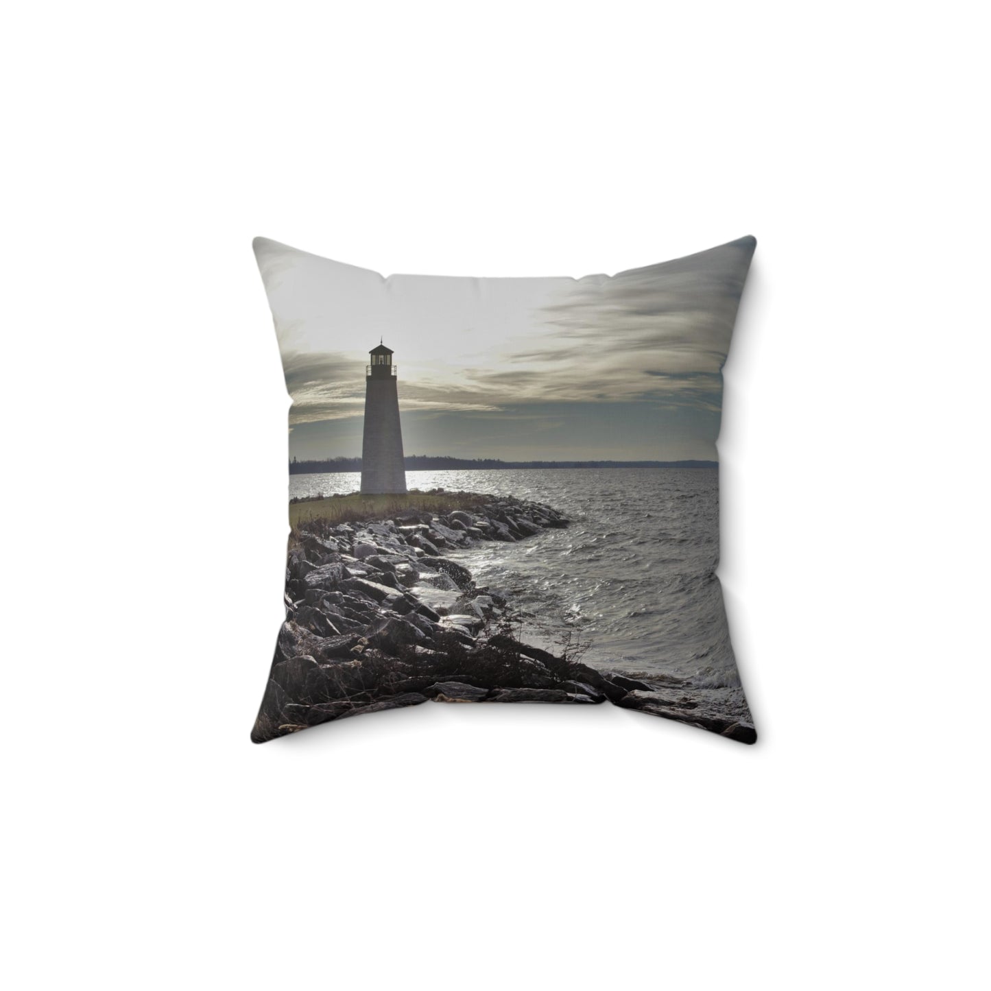 Spun Polyester Square Pillow - Light House