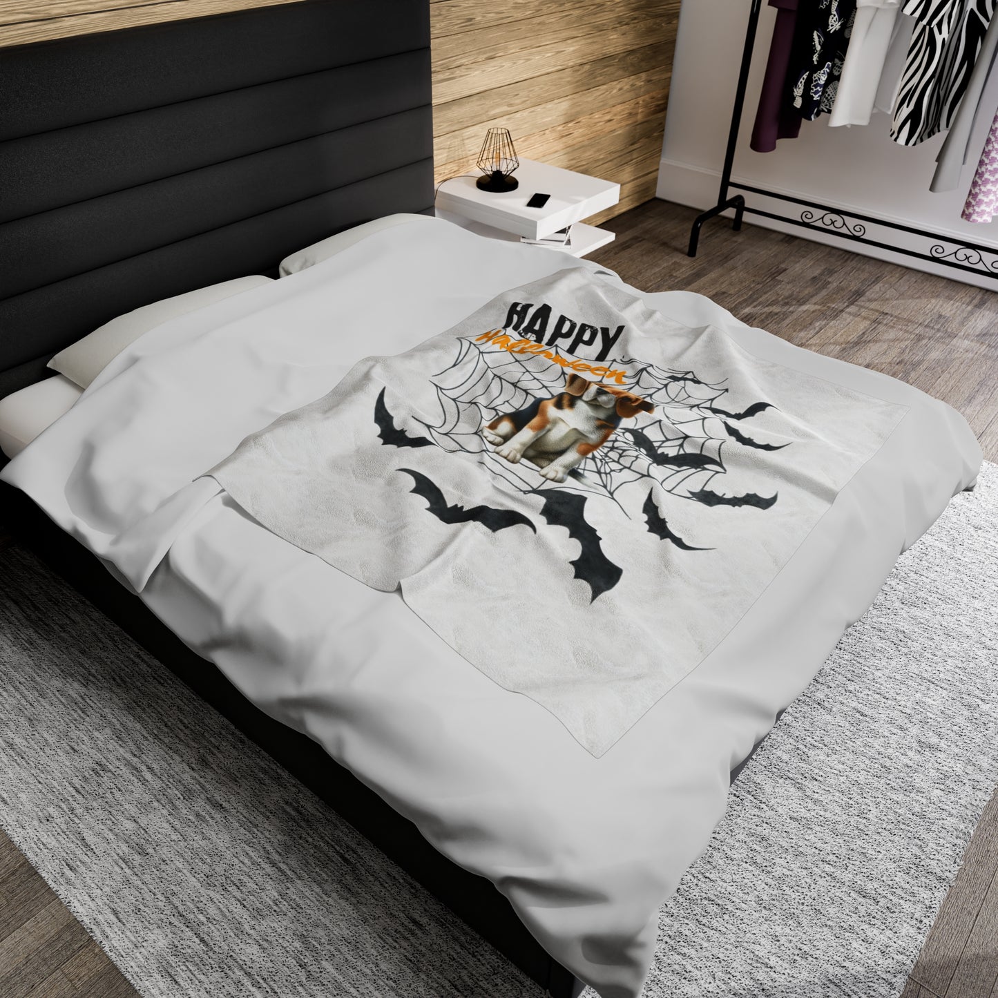 Velveteen Plush Blanket - Beagle Halloween