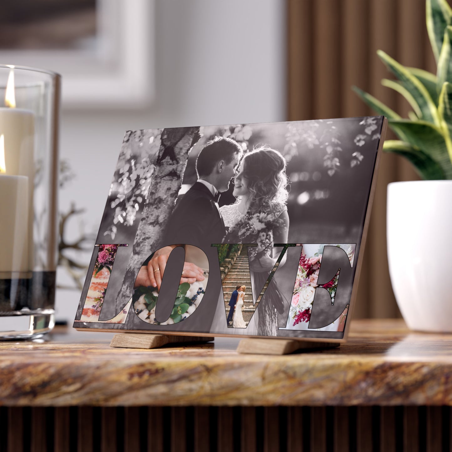 Personalized Ceramic Photo Tile - Wedding, Anniversary, Valentines,