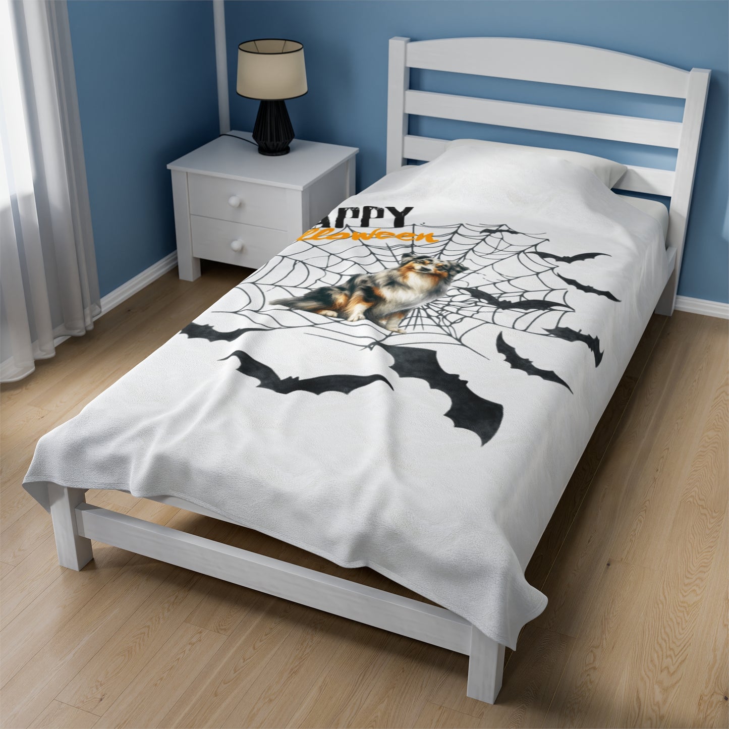 Velveteen Plush Blanket - Australian Shepard Halloween