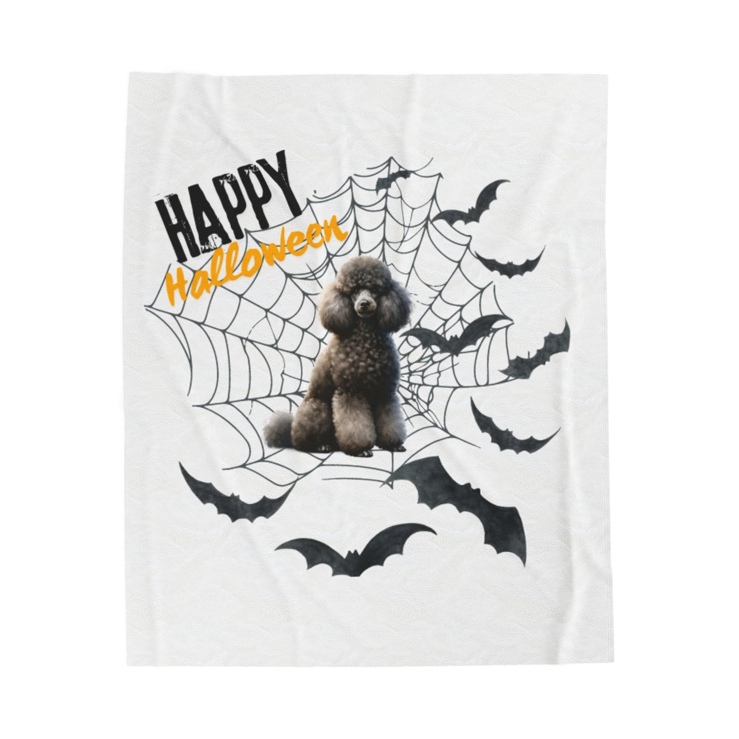 Velveteen Plush Blanket - Poodle Halloween