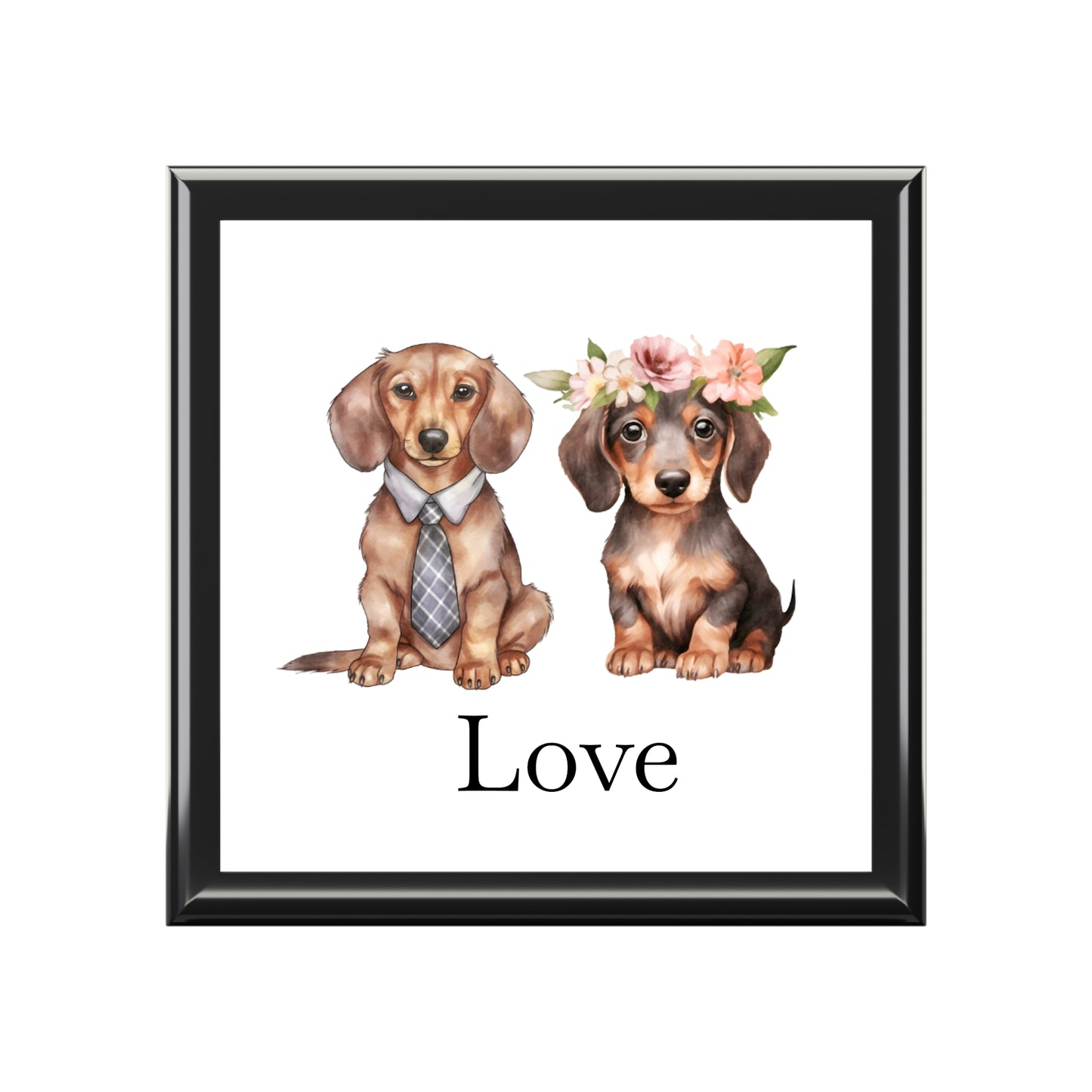 Jewelry Box – White Ceramic Dachshund Love