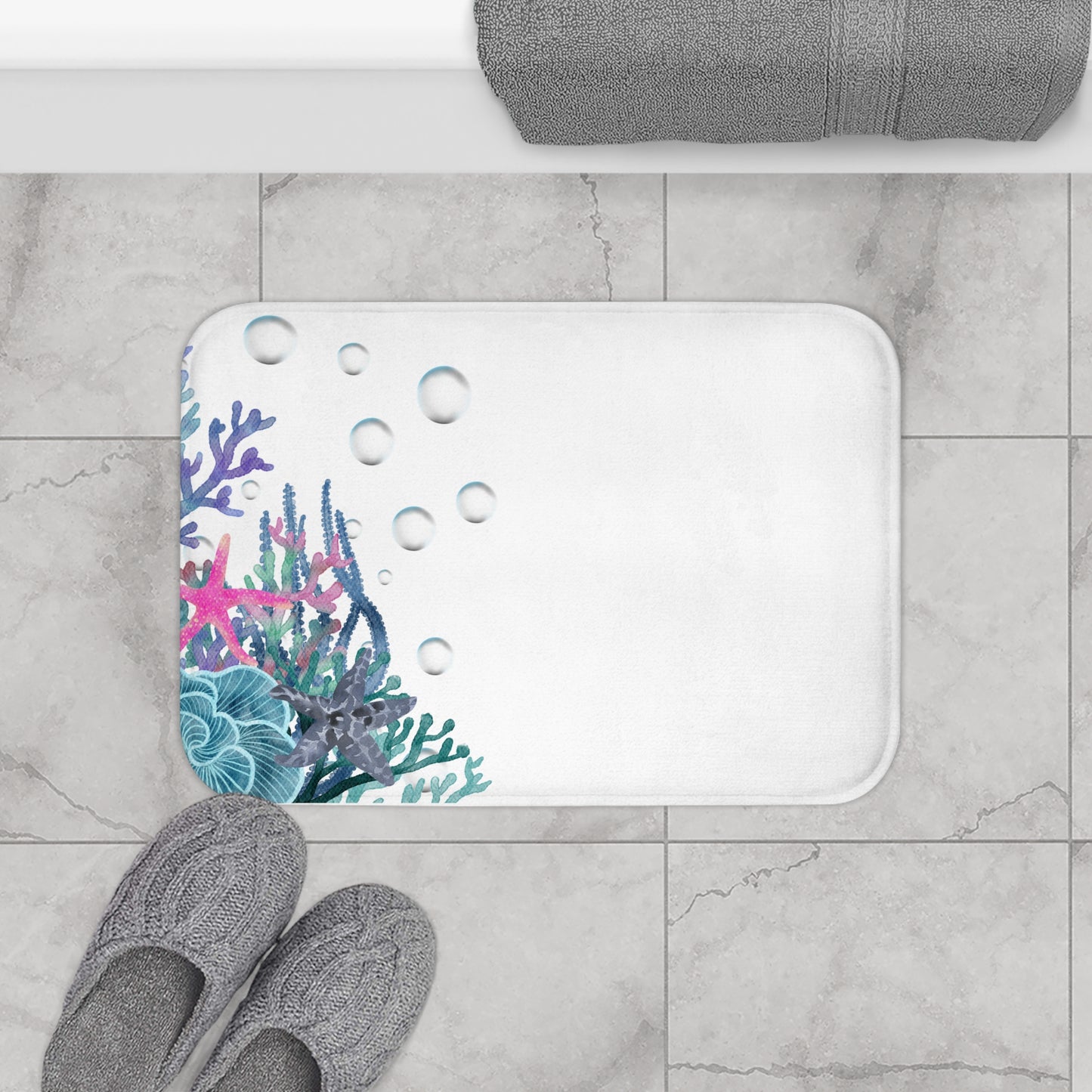 Bath Mat - Star Fish and Bubbles