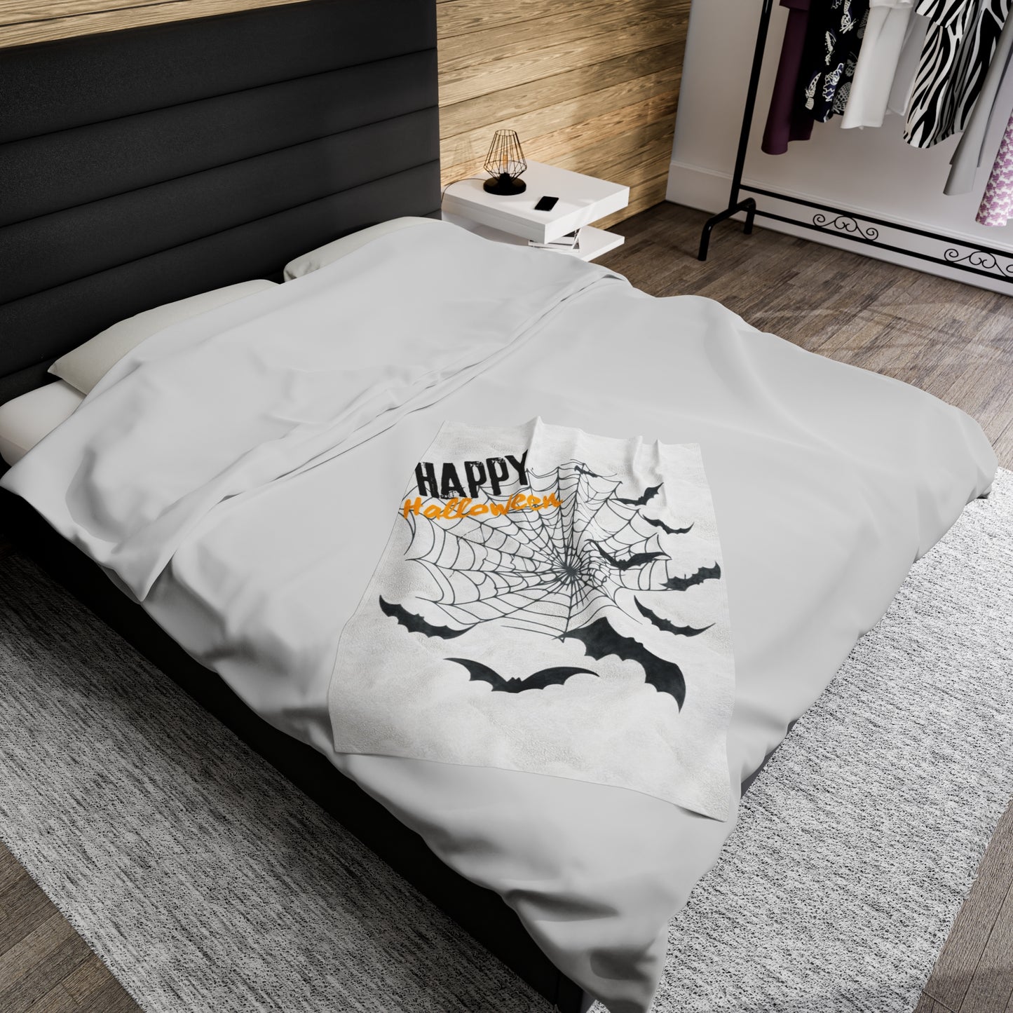 Personalize Velveteen Plush Blanket - Happy Halloween
