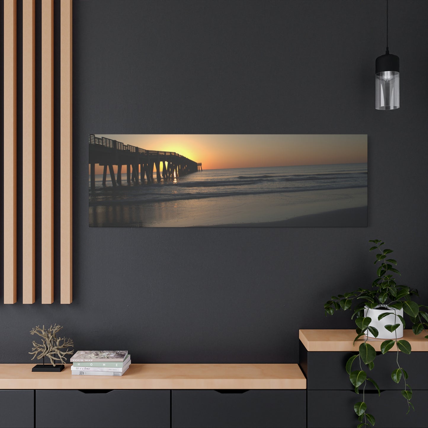 Sunrise at the Pier 60" X 20" Matte Canvas, Stretched, 1.25"