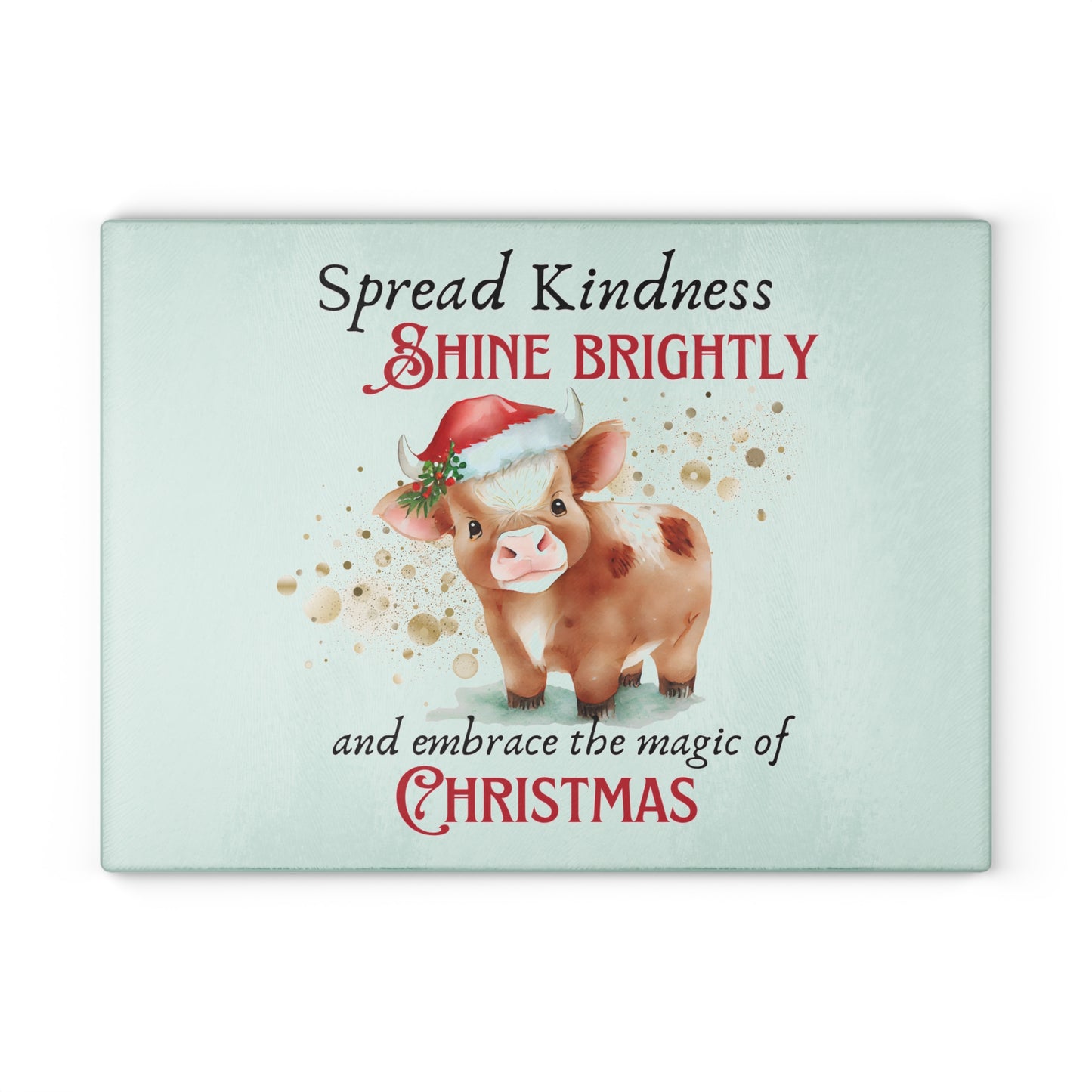 Glass Cutting Board - Magic of Christmas Baby Cow