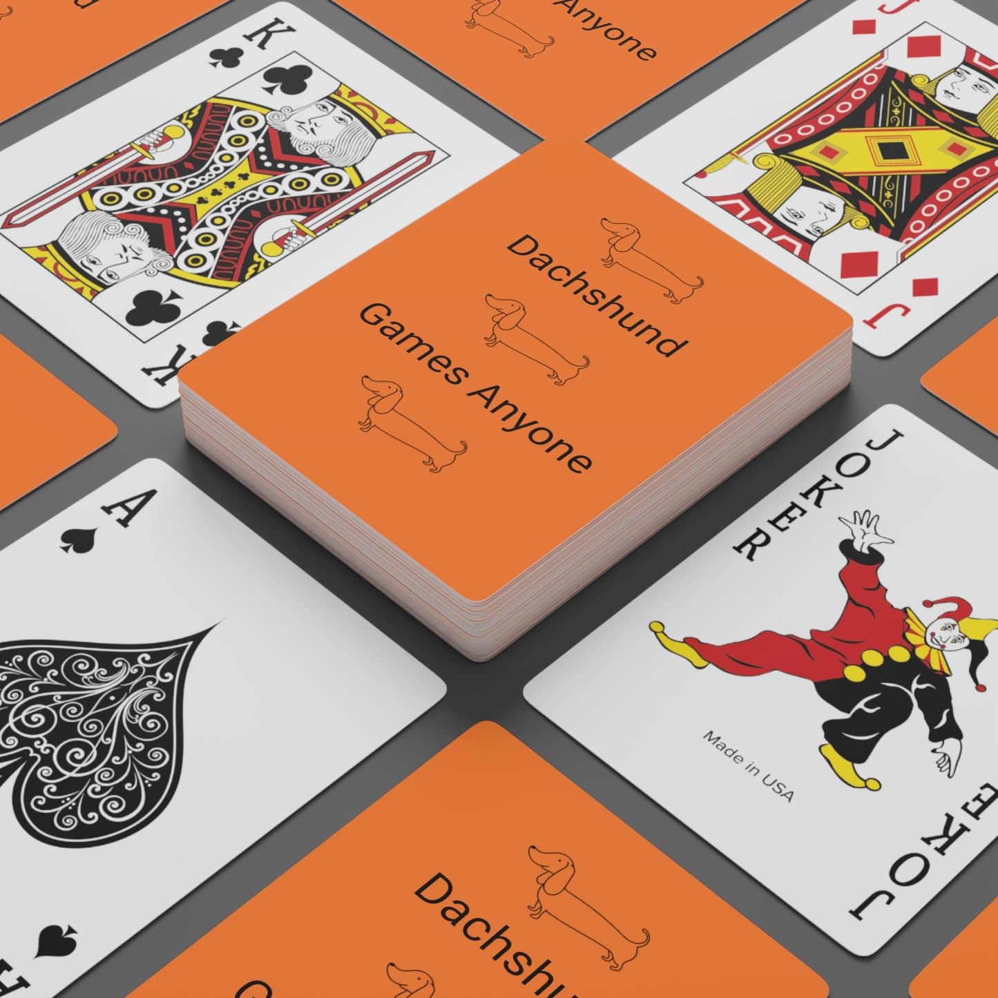 Poker Cards Dachshund Orange