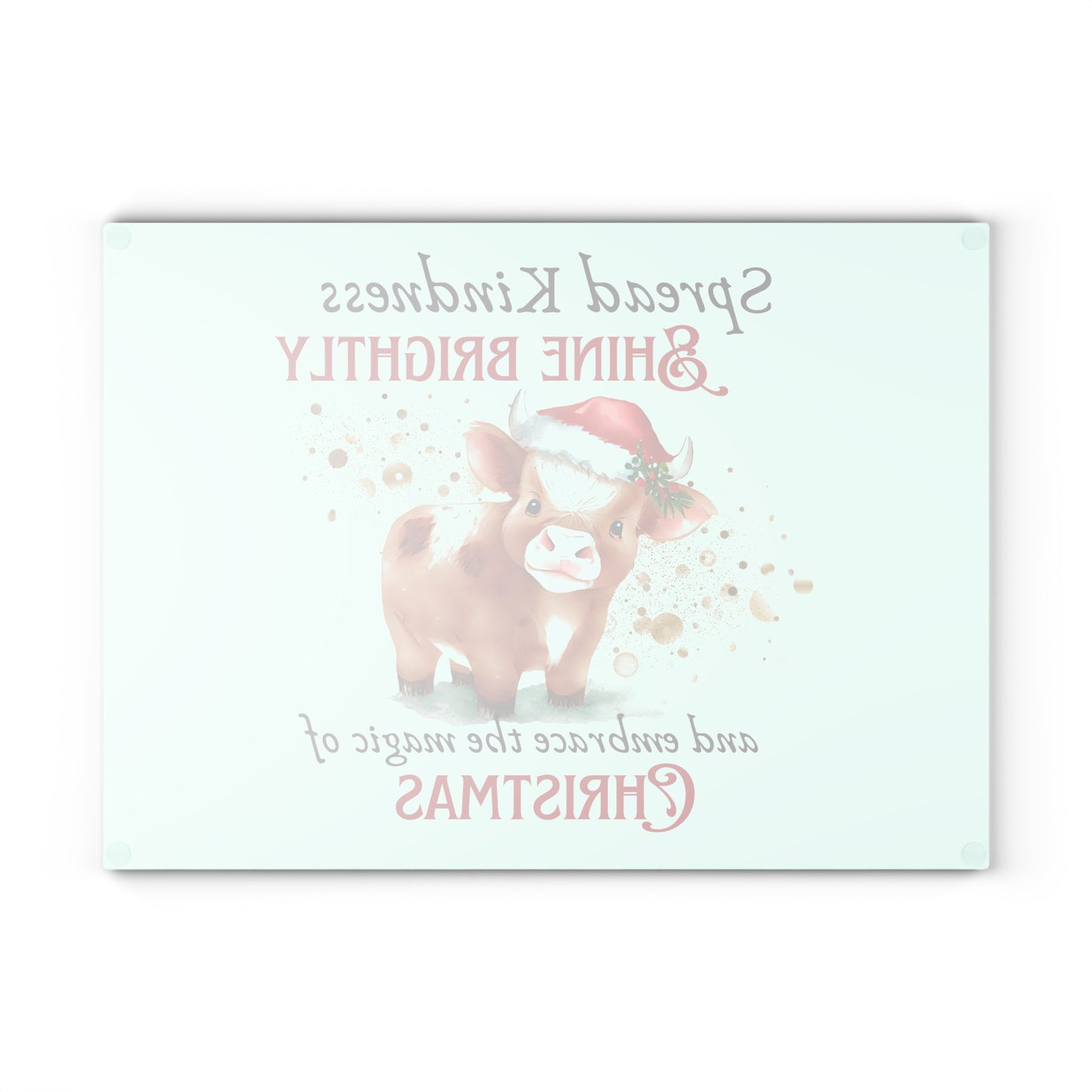 Glass Cutting Board - Magic of Christmas Baby Cow