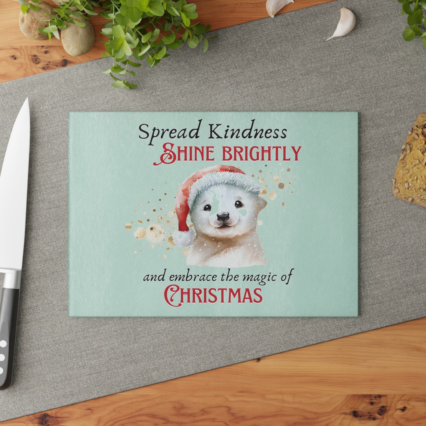 Glass Cutting Board - Seal with the Magic of Christmas