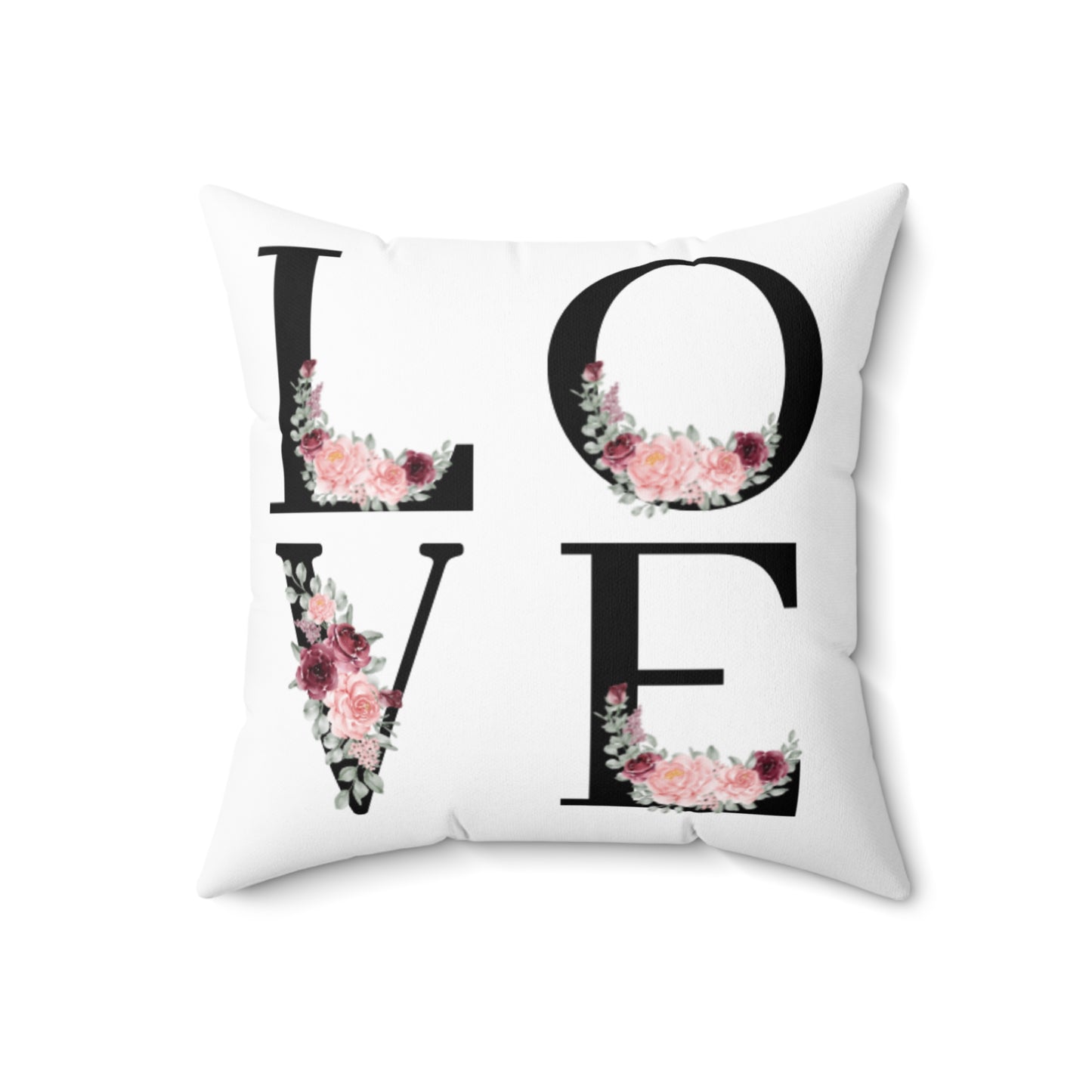 Spun Polyester Square Pillow Love