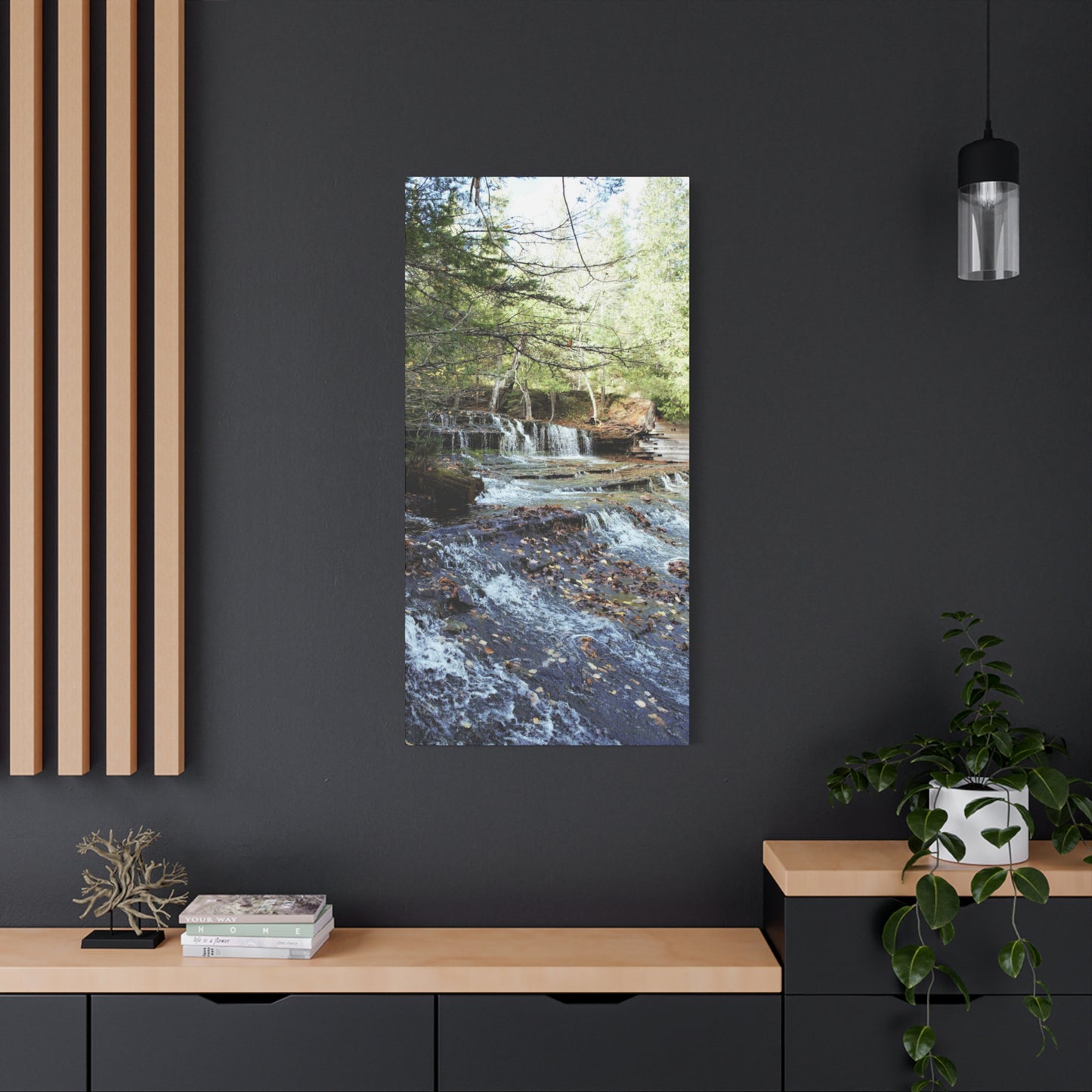 Agate waterfall left Matte Canvas, Stretched, 1.25" 48" x 16", 48" x 24", 32", 36" Vertical