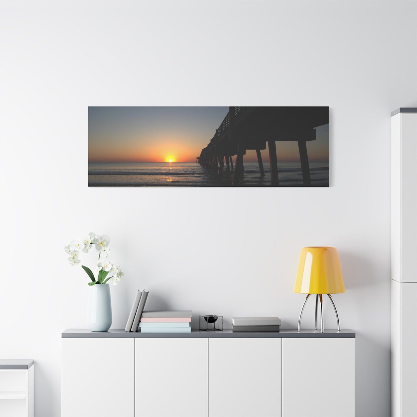 Morning hour at the pier 60" X 20" Matte Canvas, Stretched, 1.25"