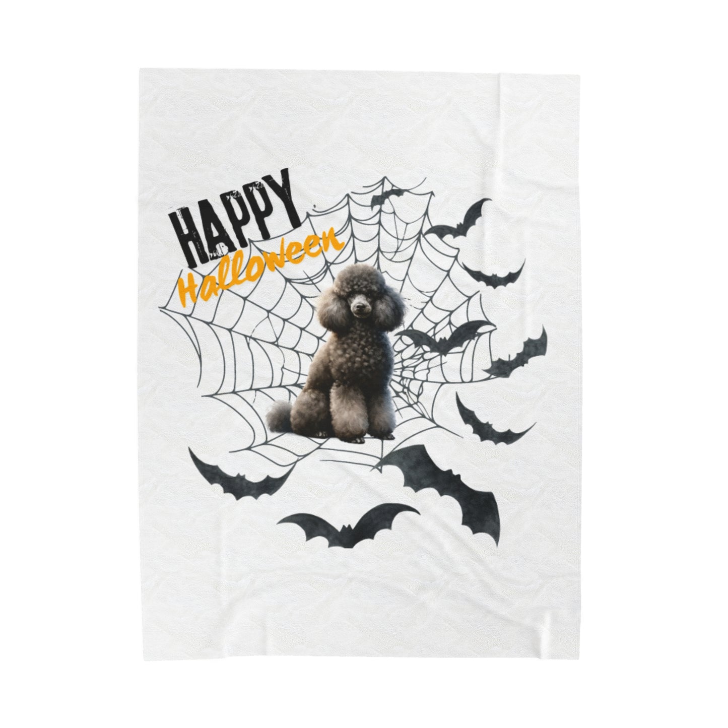 Velveteen Plush Blanket - Poodle Halloween