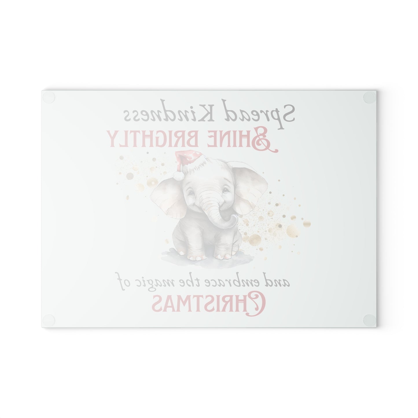 Glass Cutting Board - Elephant with the Magic of Christmas